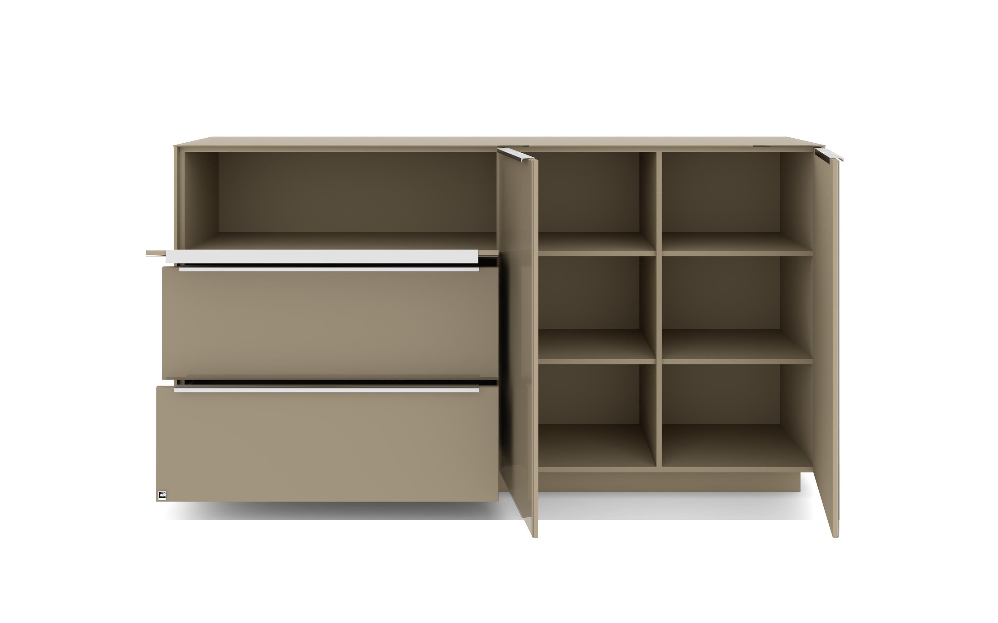 Kommode Reno, taupe/Edelstahl-Nachbildung