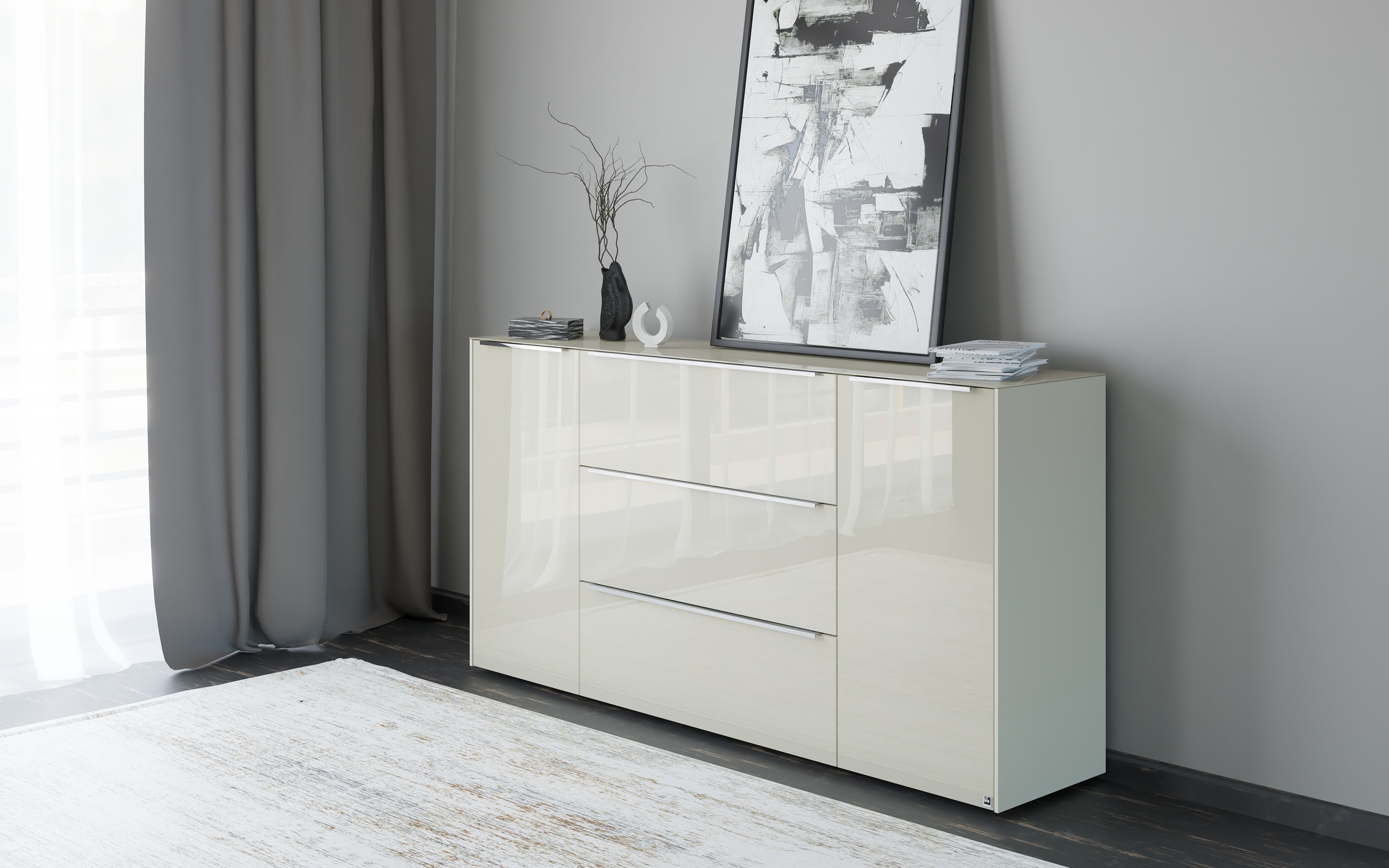 Kommode Reno, kaschmir/Edelstahl