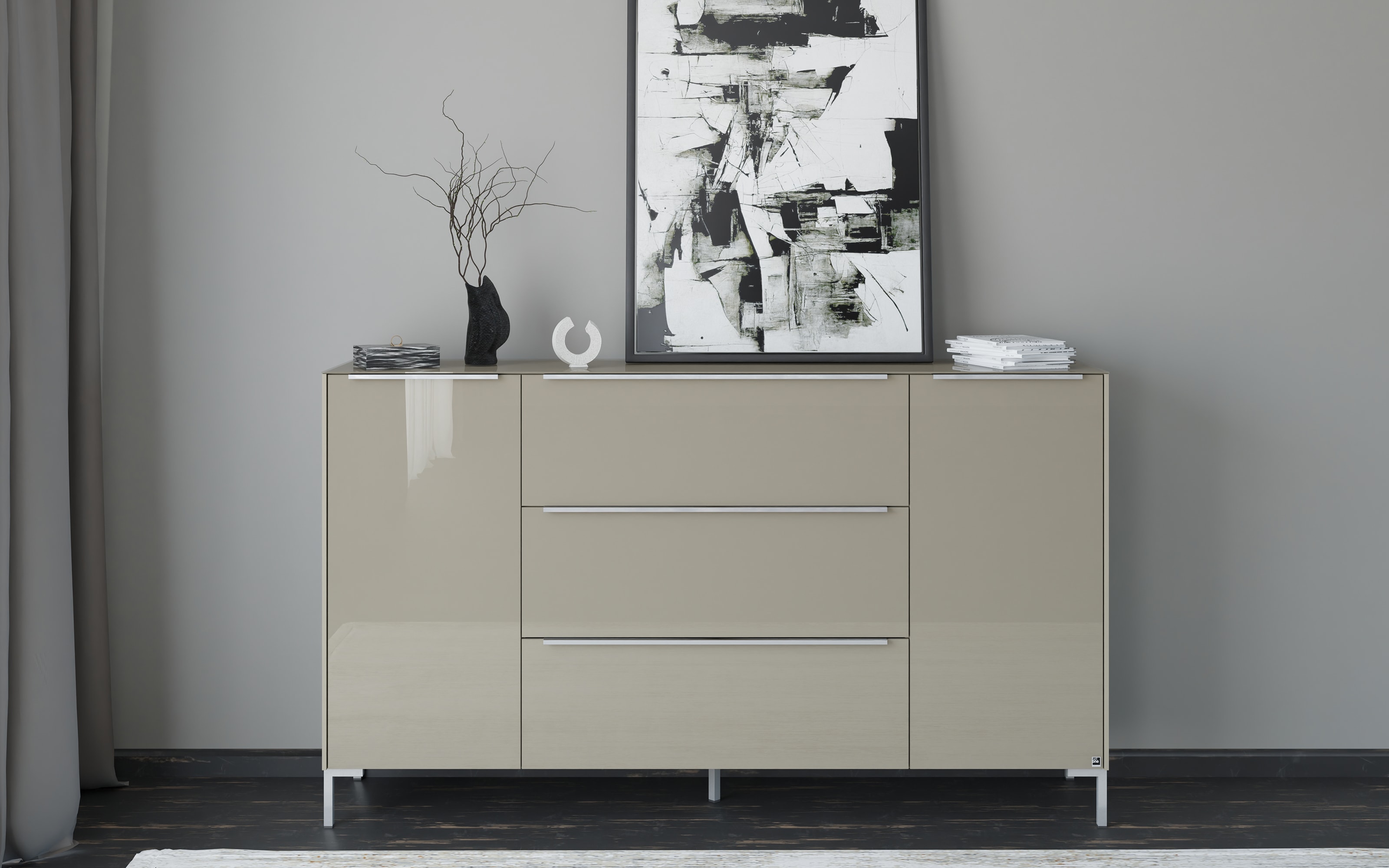 Kommode Reno, taupe/Edelstahl