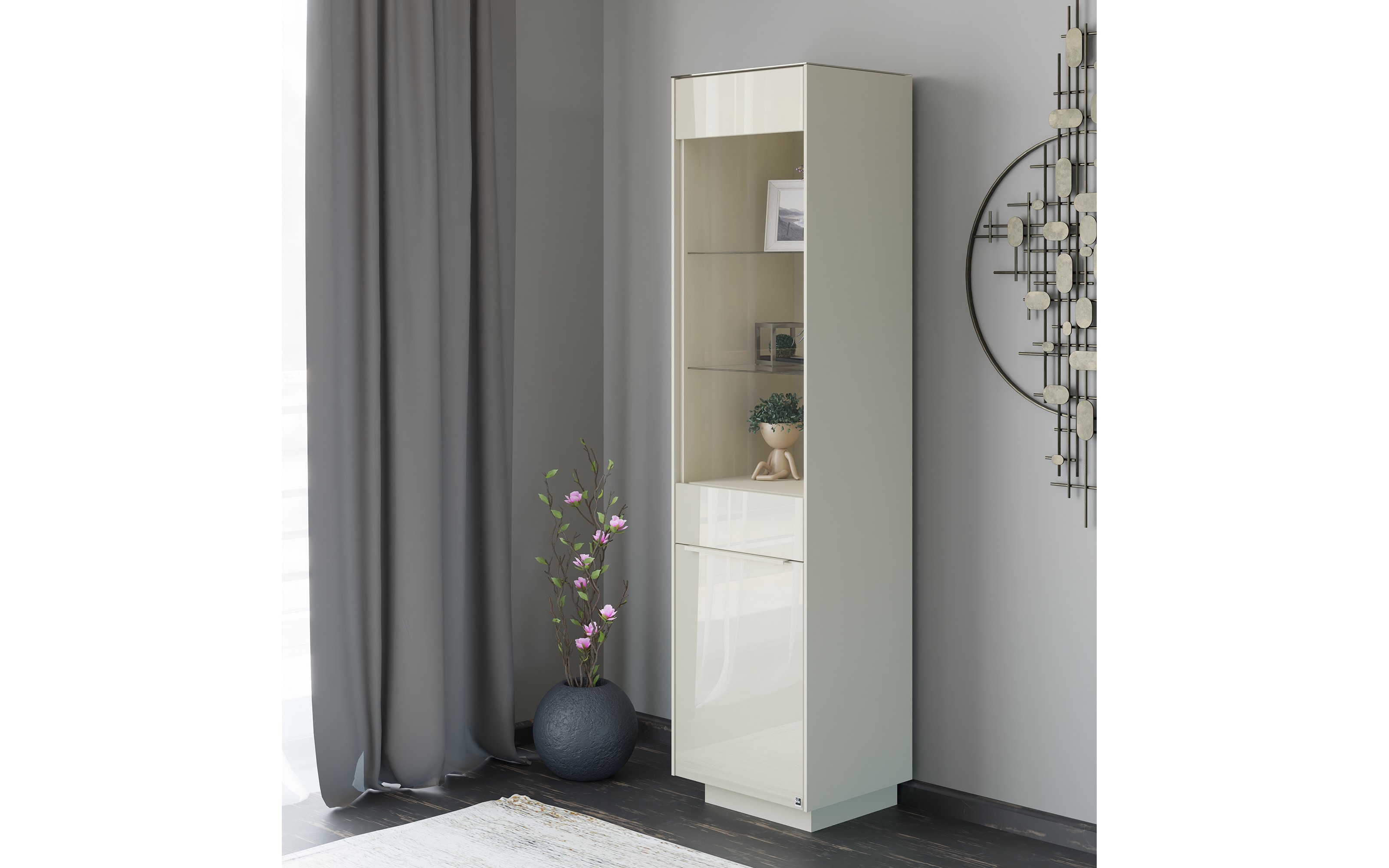 Standvitrine Reno, kaschmir 