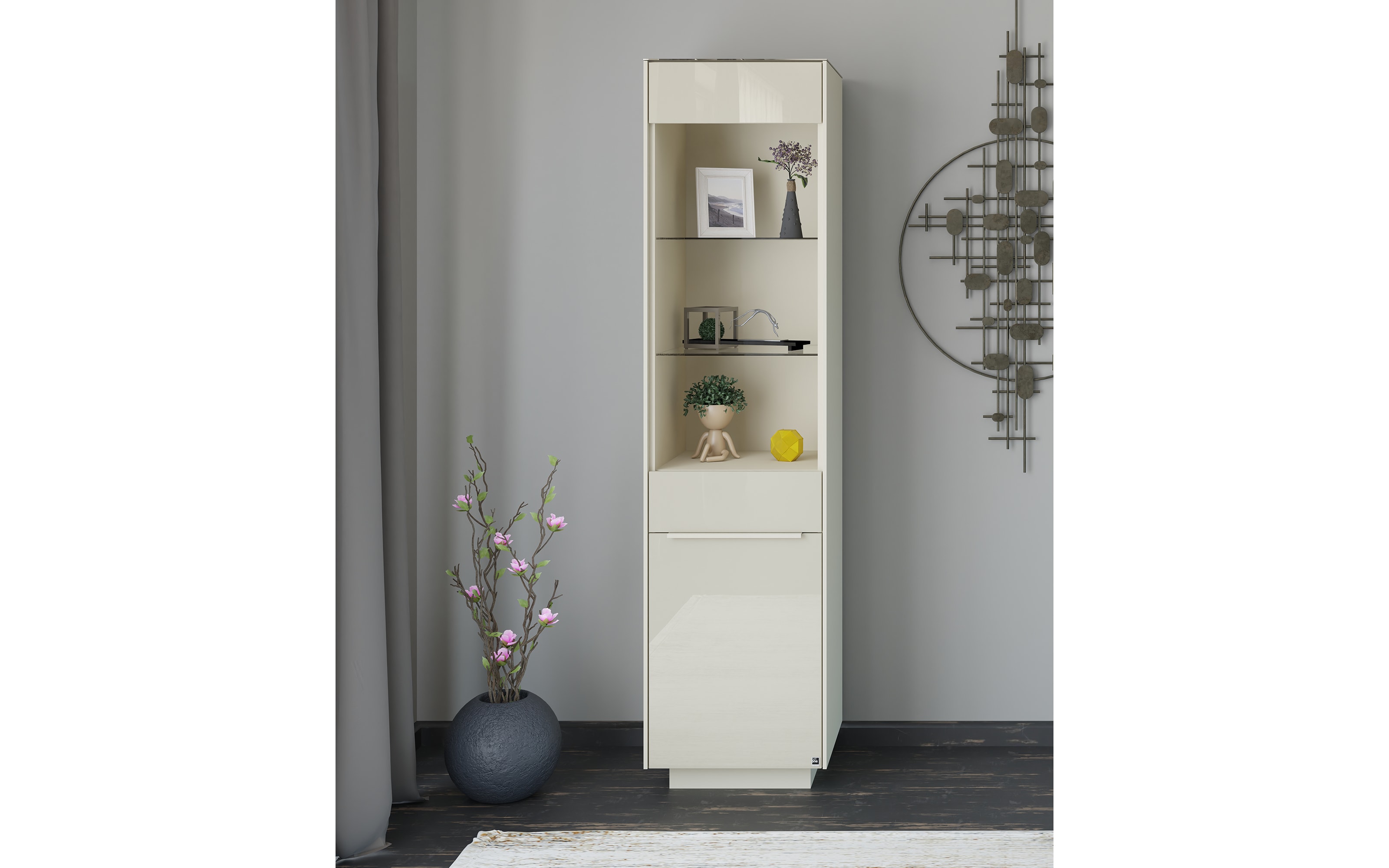 Standvitrine Reno, kaschmir 