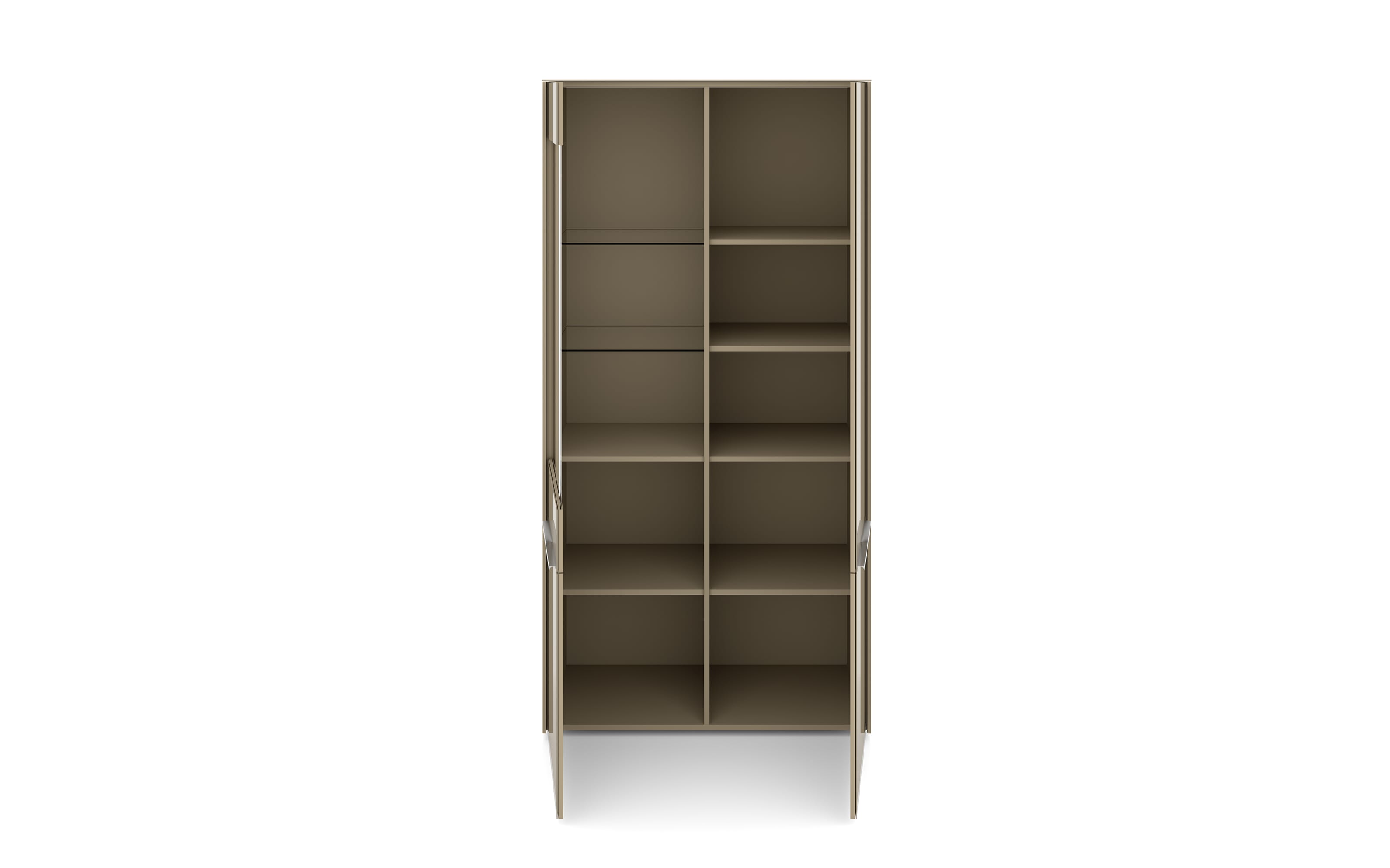 Vitrinenschrank Reno, taupe/Edelstahl-Nachbildung