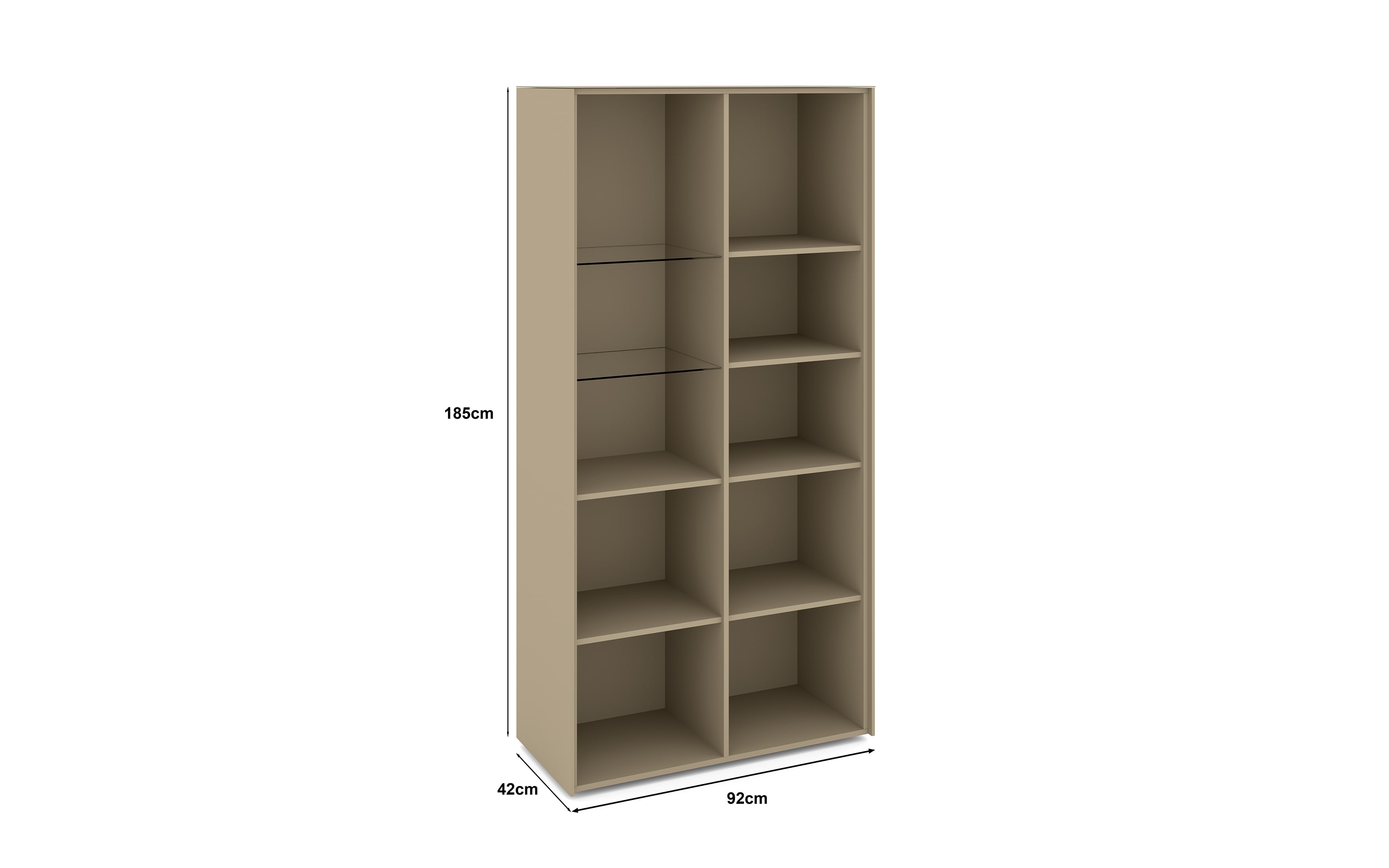 Vitrinenschrank Reno, taupe/Edelstahl-Nachbildung