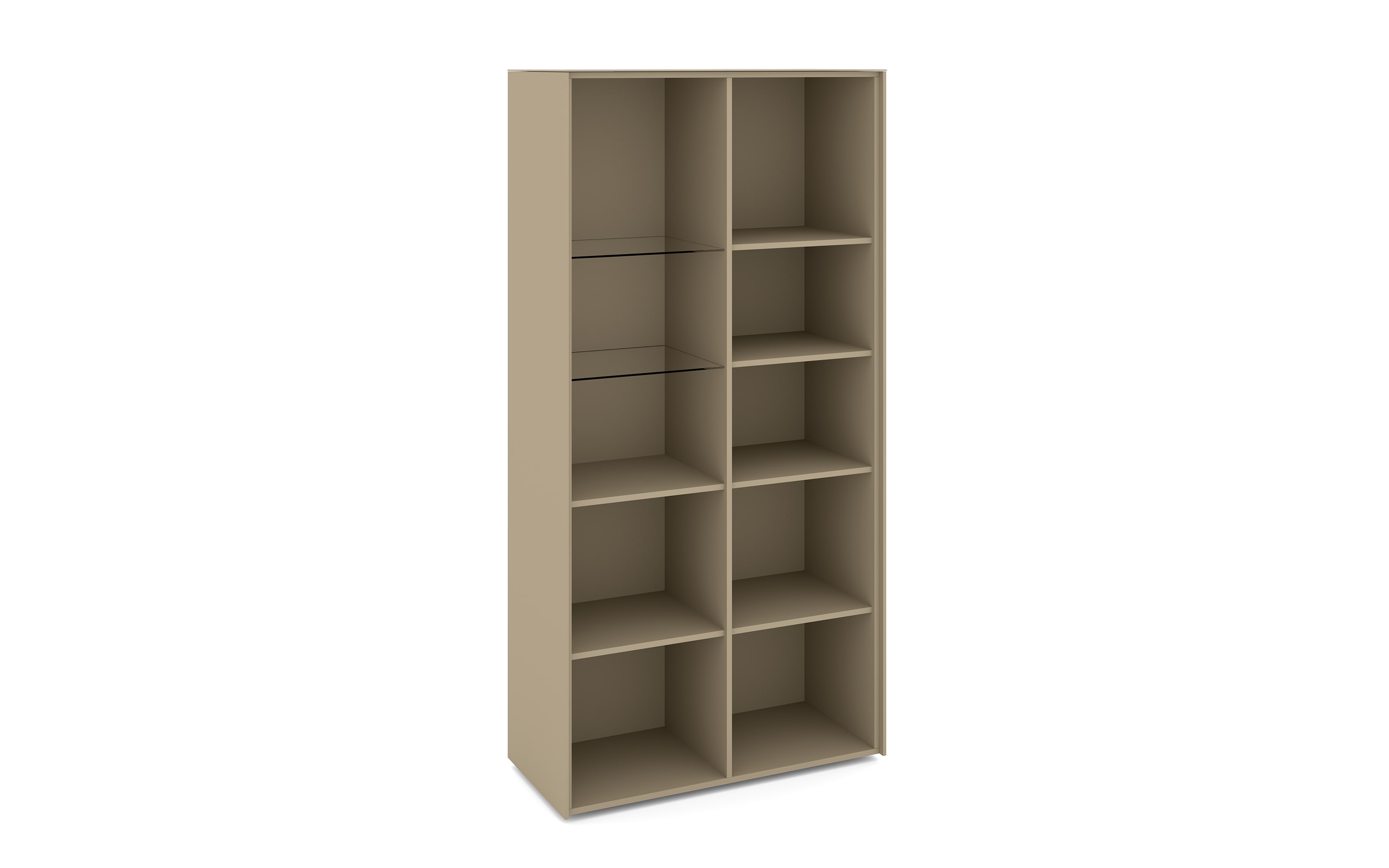 Vitrinenschrank Reno, taupe/Edelstahl-Nachbildung
