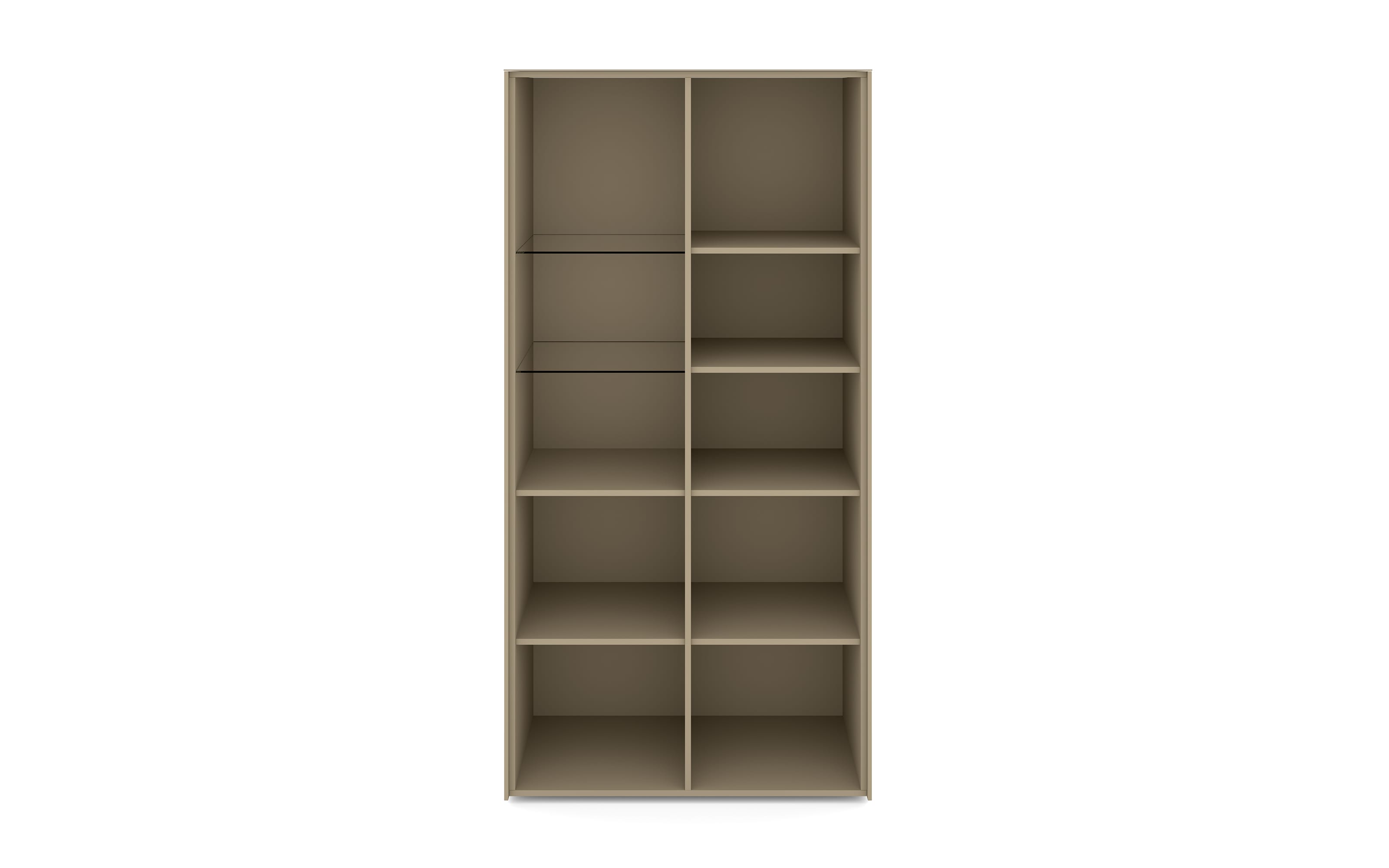 Vitrinenschrank Reno, taupe/Edelstahl-Nachbildung