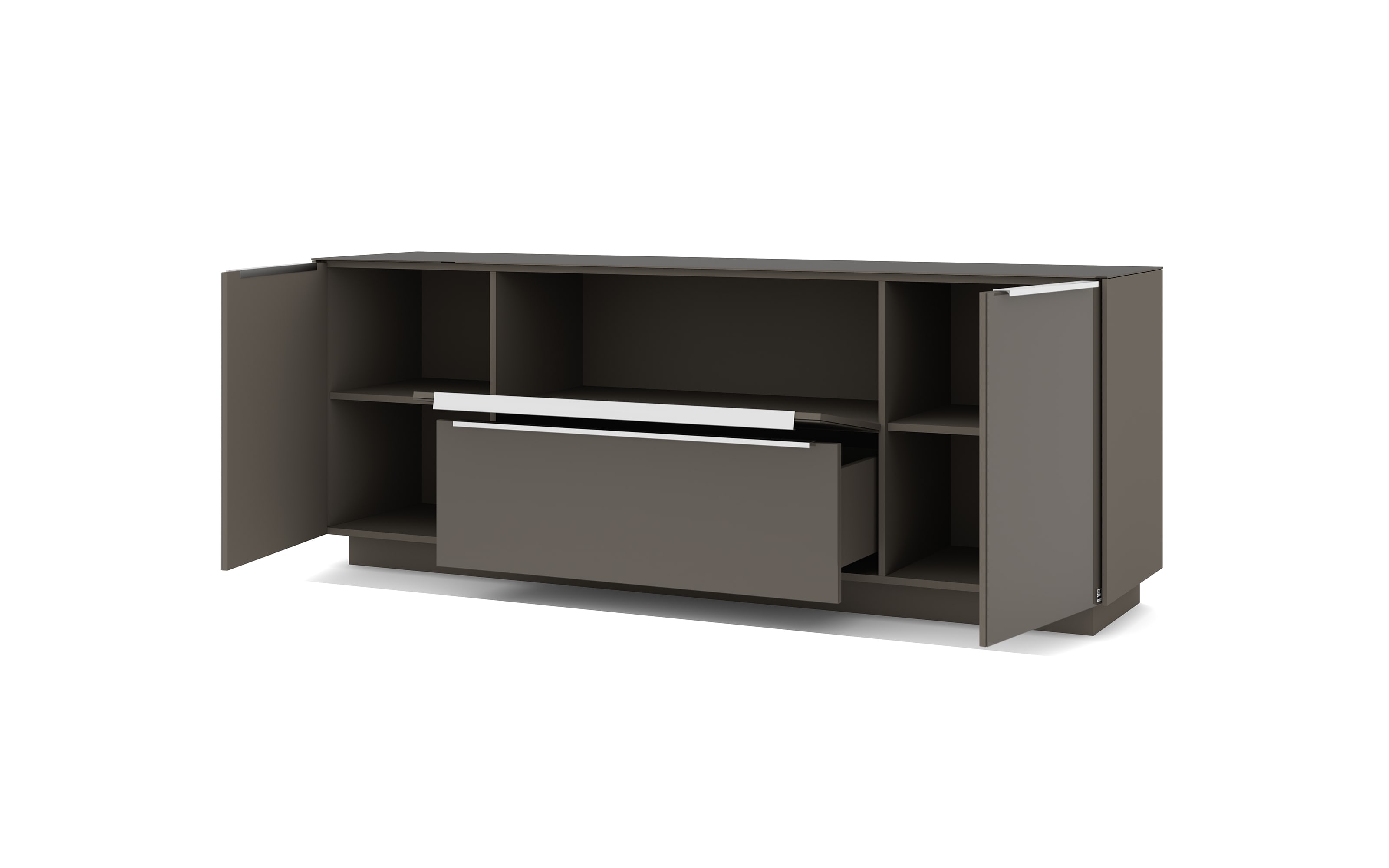 Lowboard Reno, anthrazit/Edelstahl