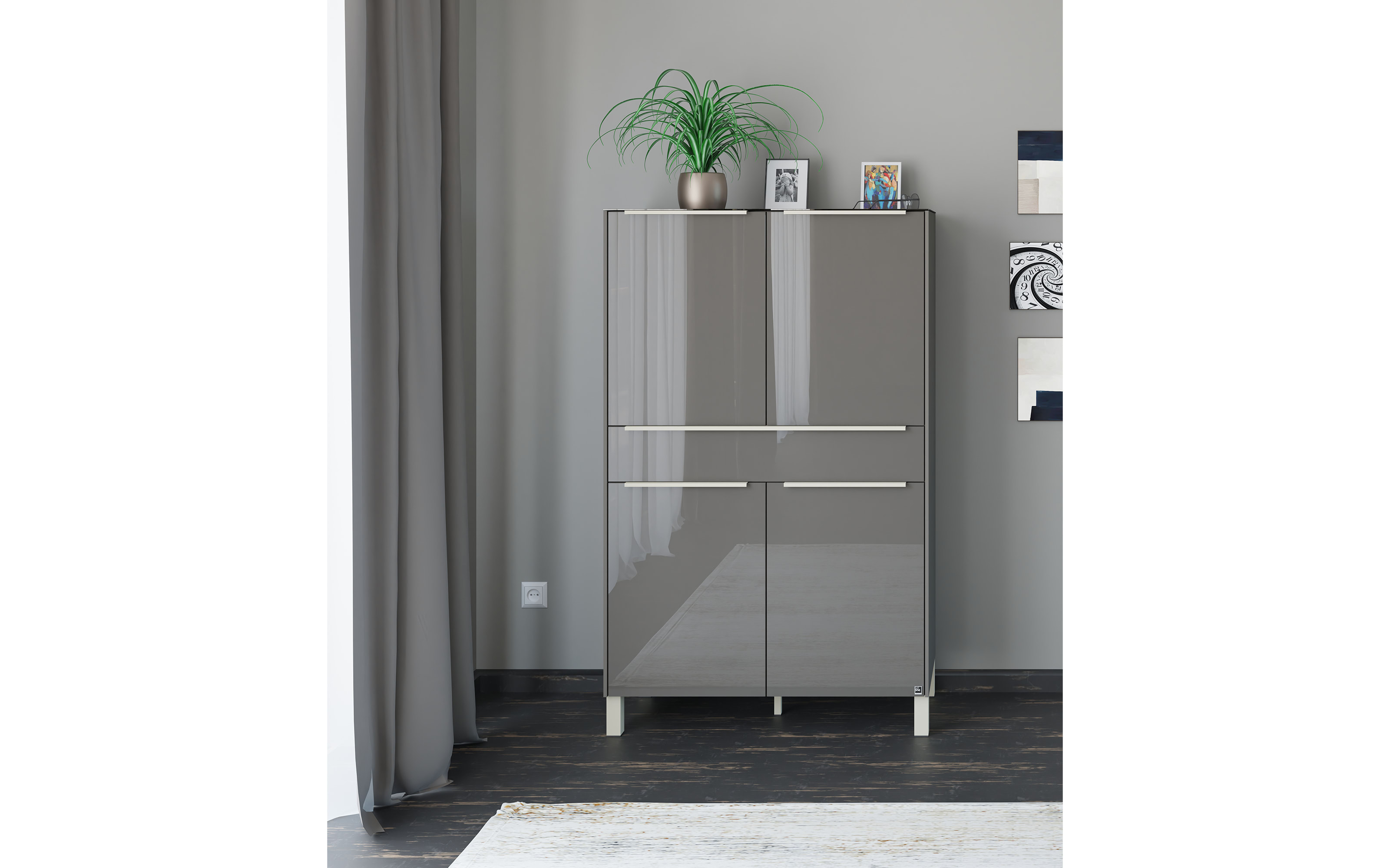 Highboard Reno, anthrazit/kaschmir