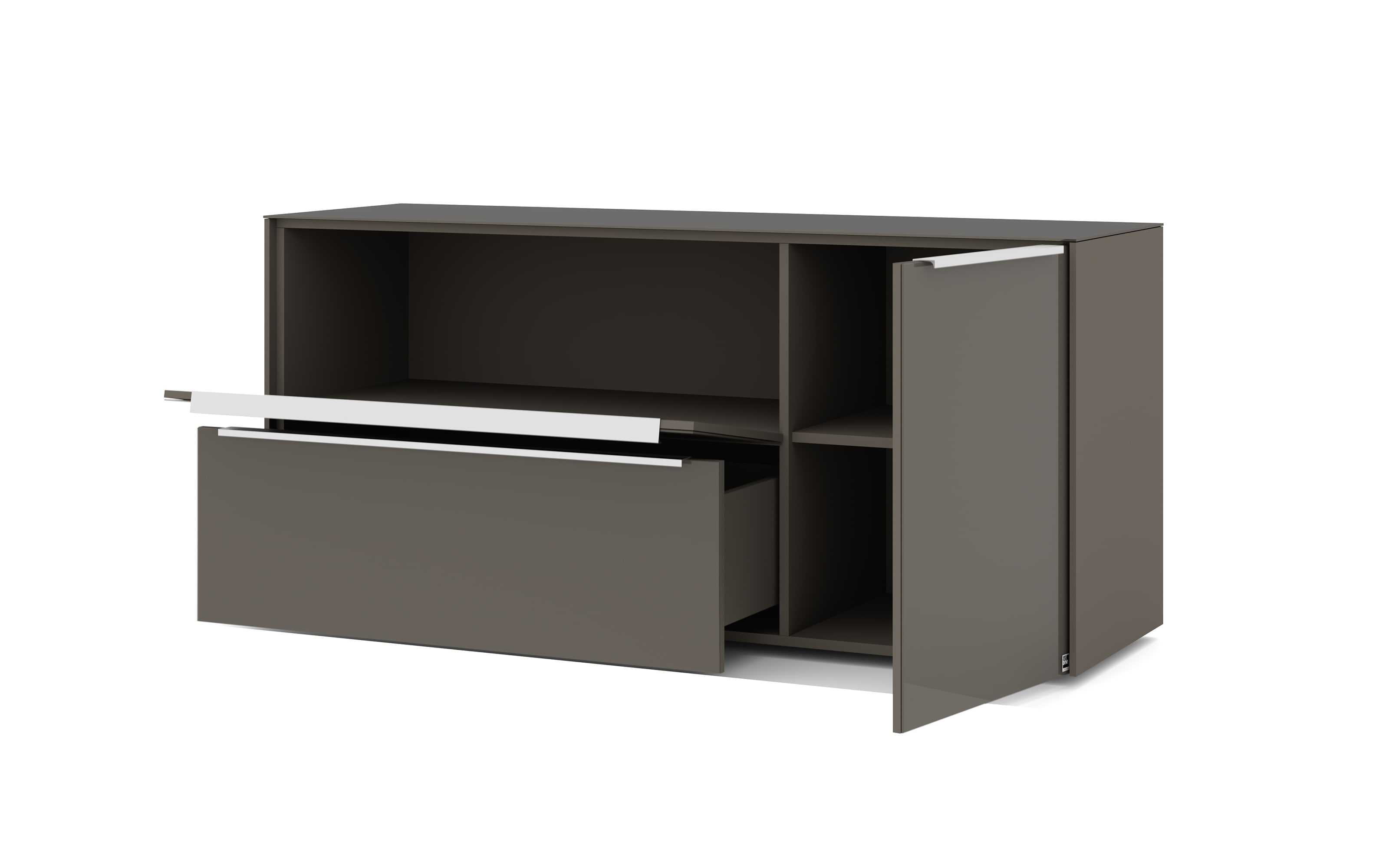 Lowboard Reno, anthrazit/Edelstahl-Nachbildung