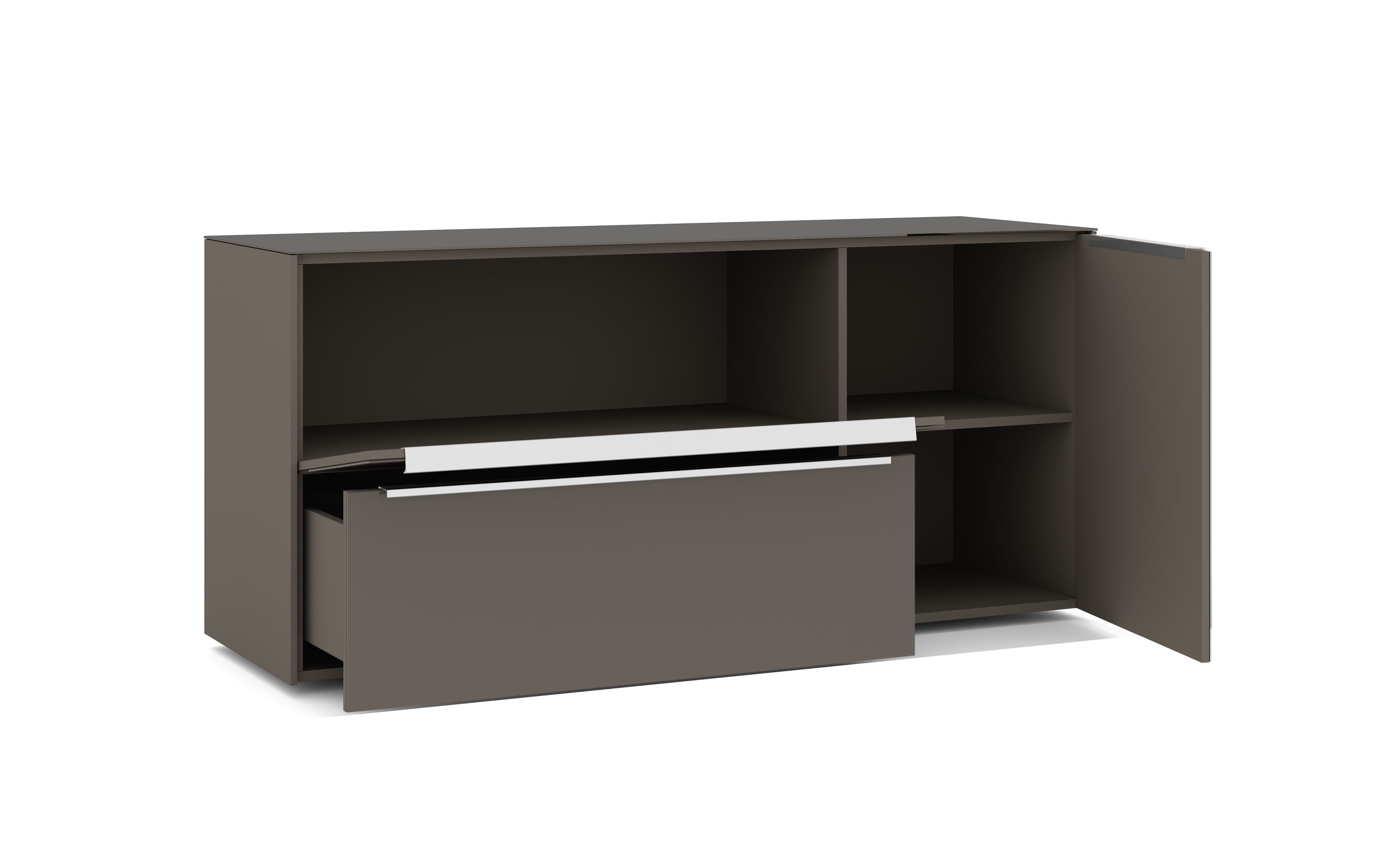 Lowboard Reno, anthrazit/Edelstahl-Nachbildung