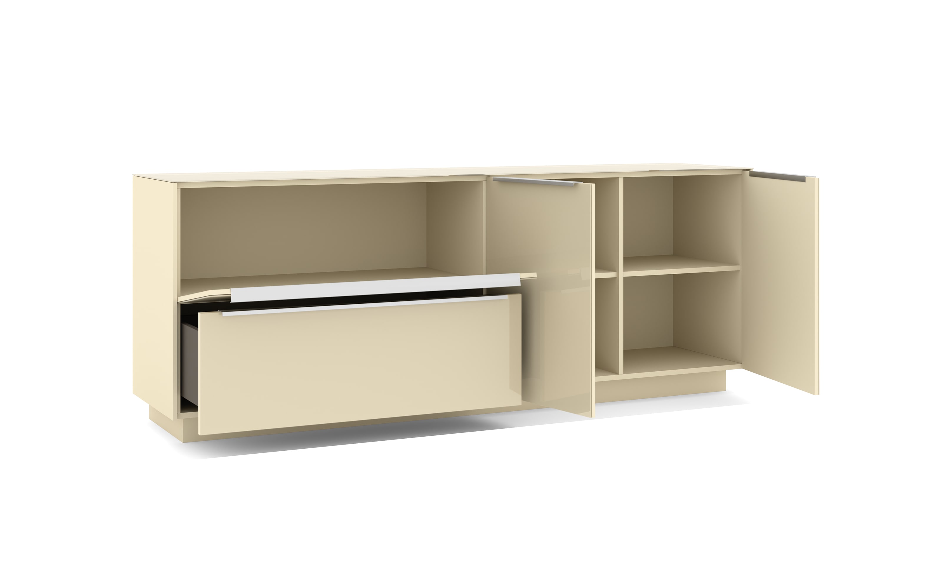 Lowboard Reno, kaschmir/Edelstahl-Nachbildung