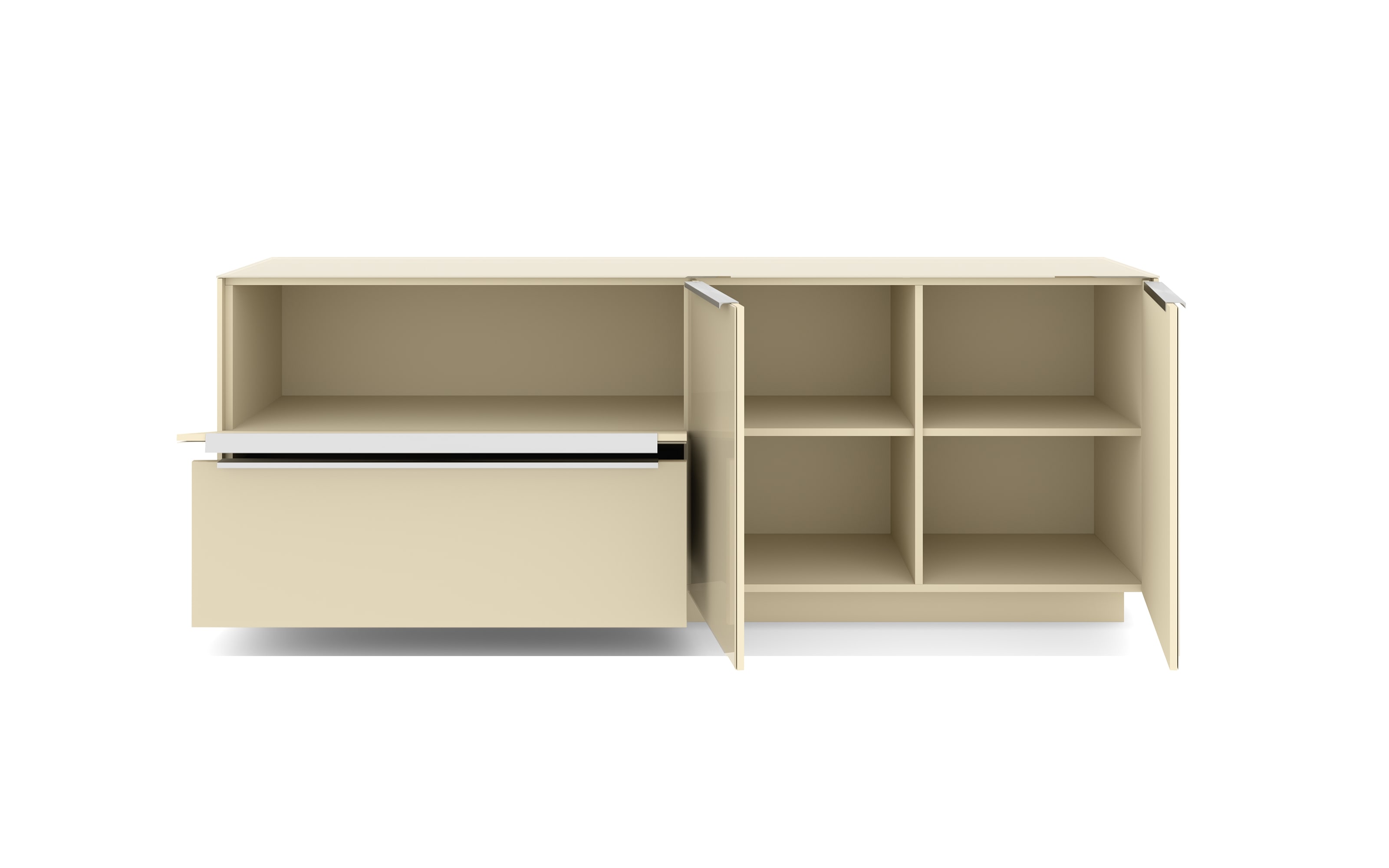 Lowboard Reno, kaschmir/Edelstahl-Nachbildung