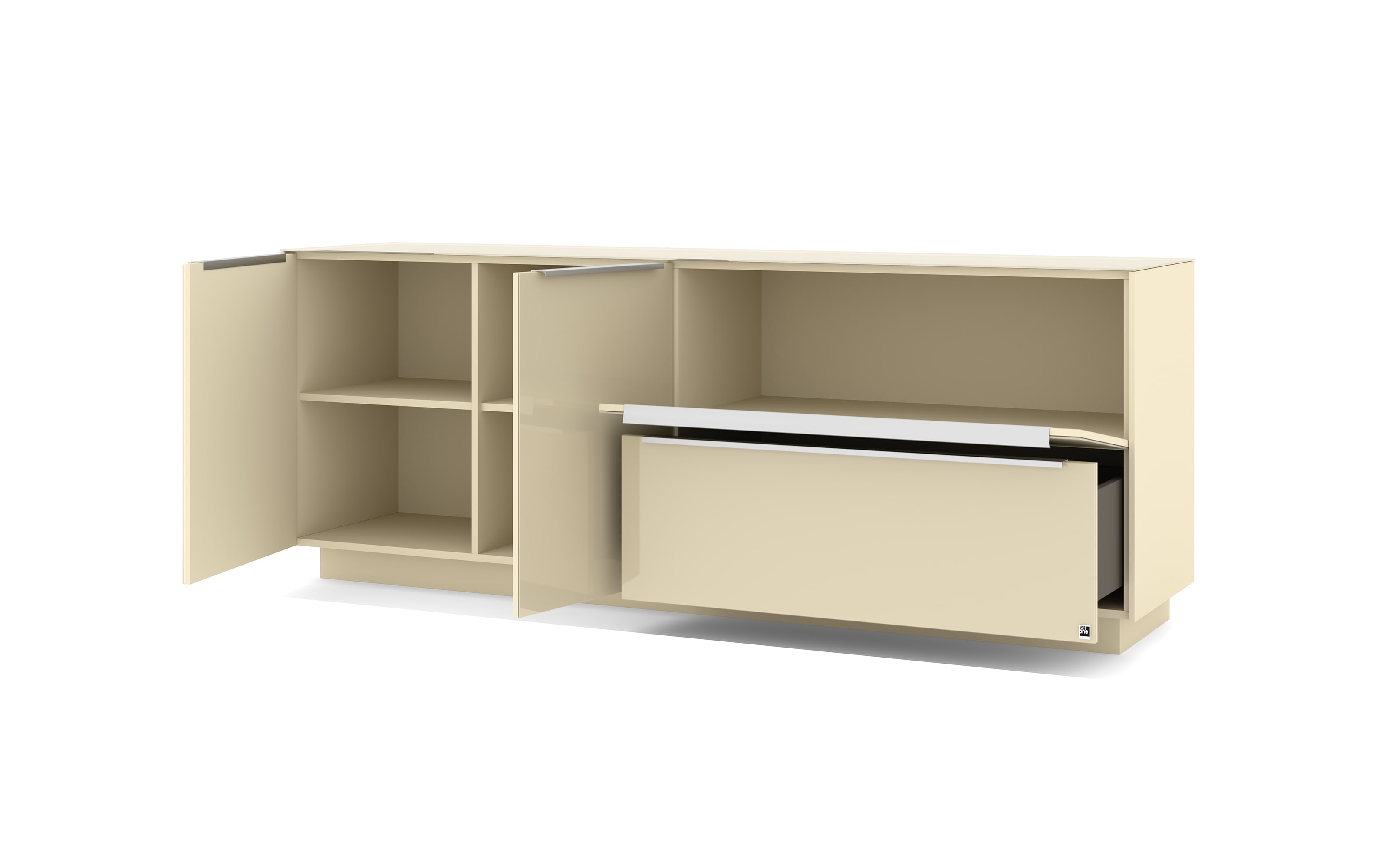 Lowboard Reno, kaschmir/Edelstahl-Nachbildung