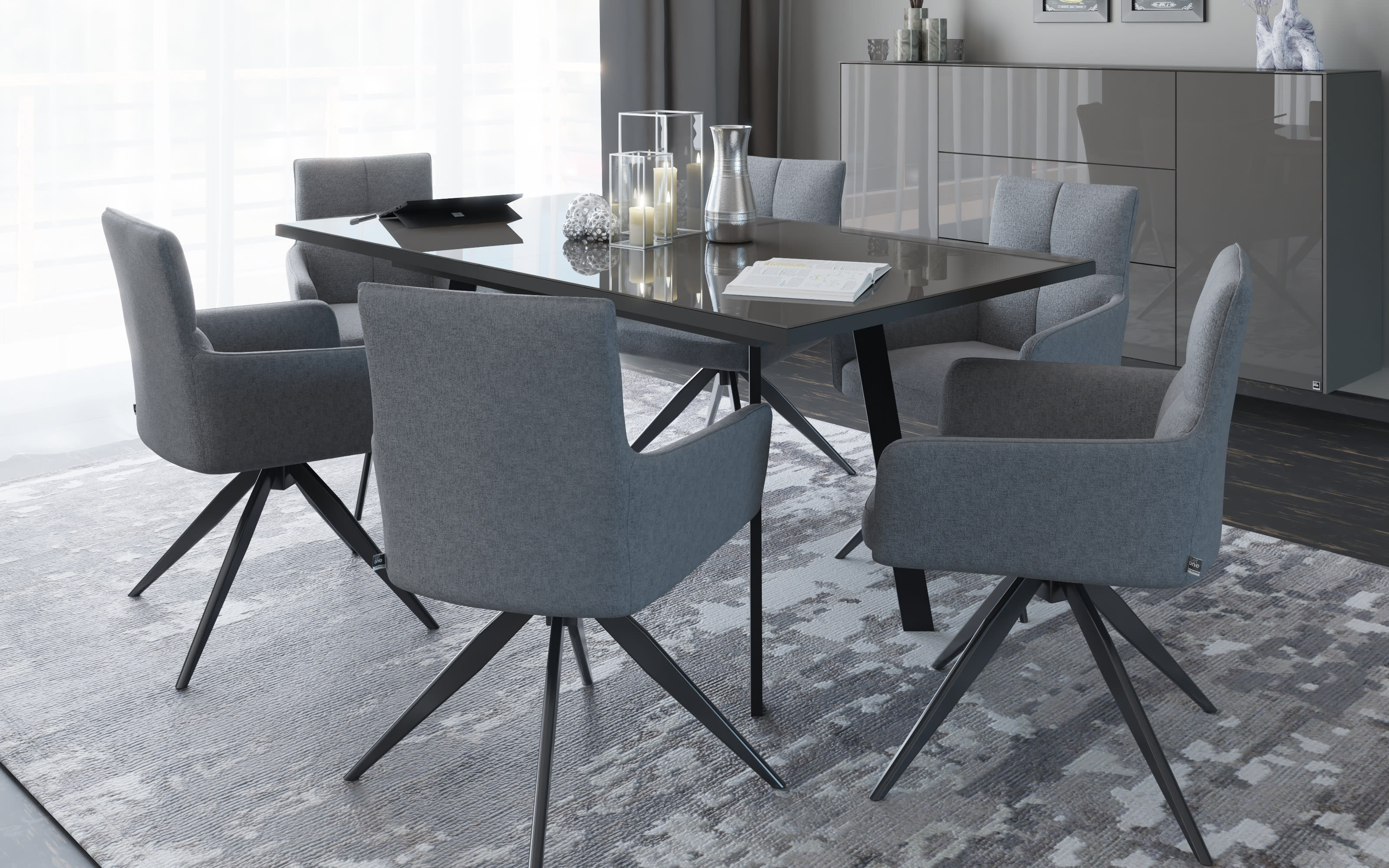 Esstisch Reno, anthrazit, inkl. Synchronauszug