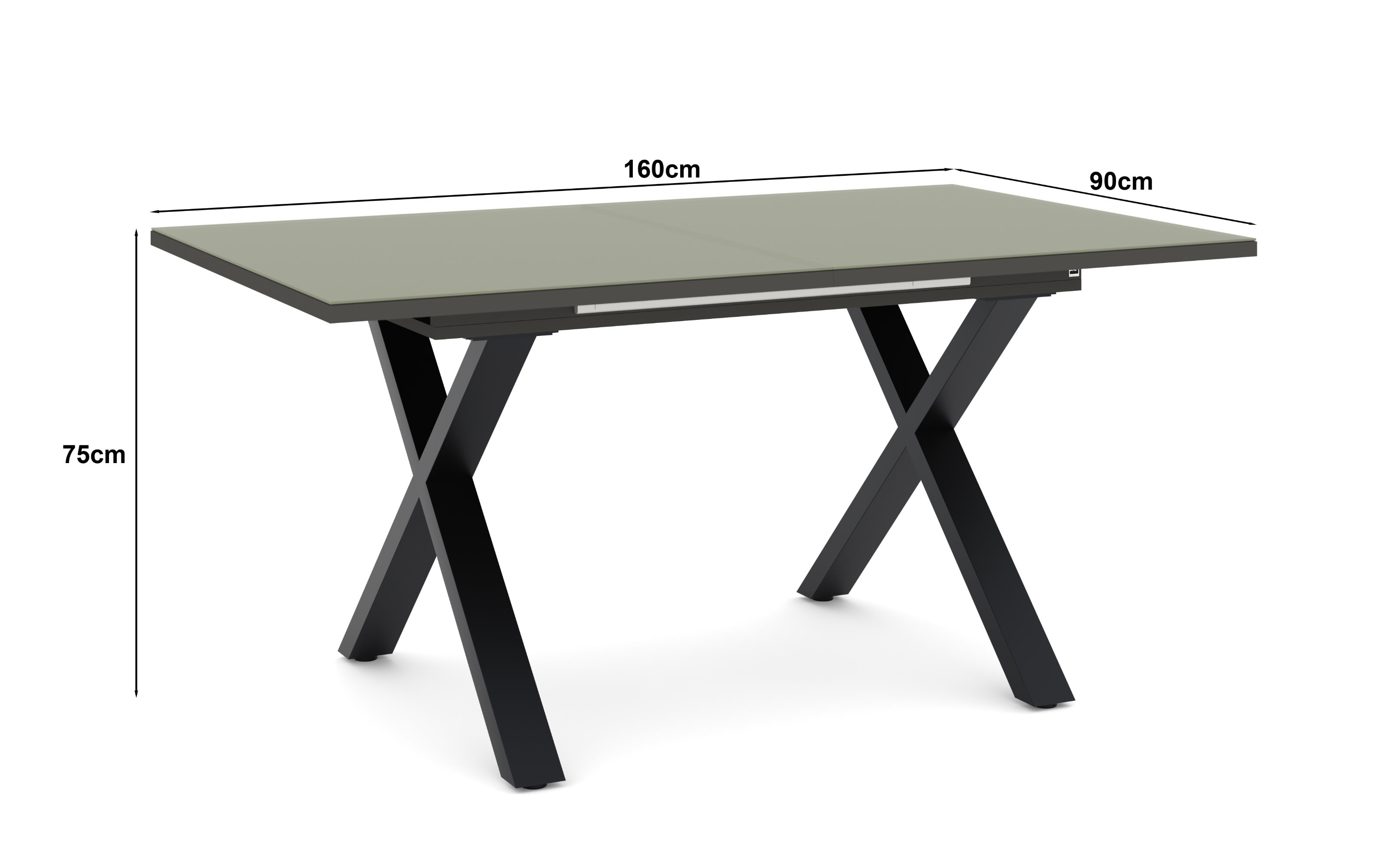 Esstisch Reno, olivgrün/schwarz, inkl. Synchronauszug