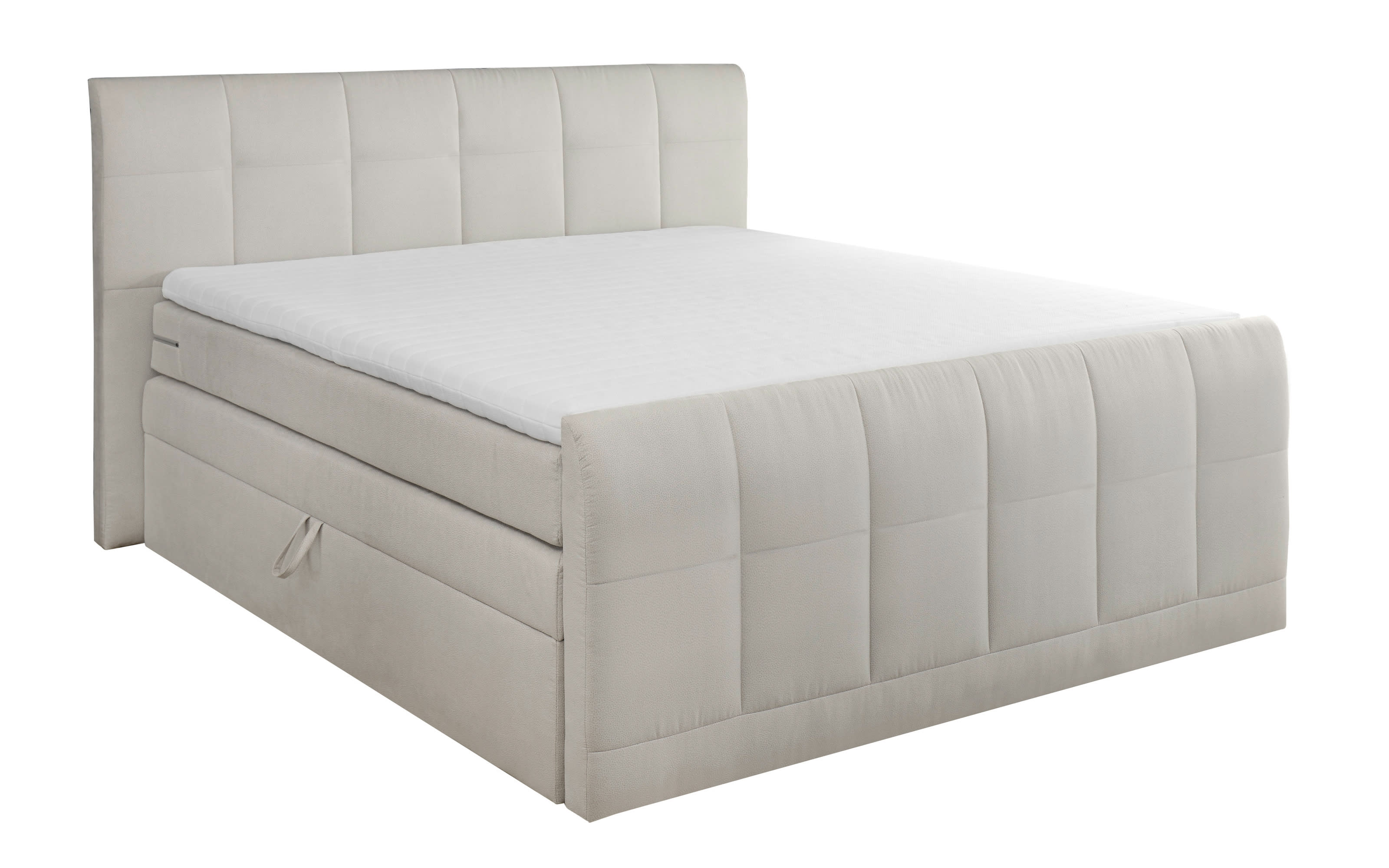 Boxspringbett Girona, creme, 180 x 200 cm, mit Tonnentaschenfederkern-Matratzen