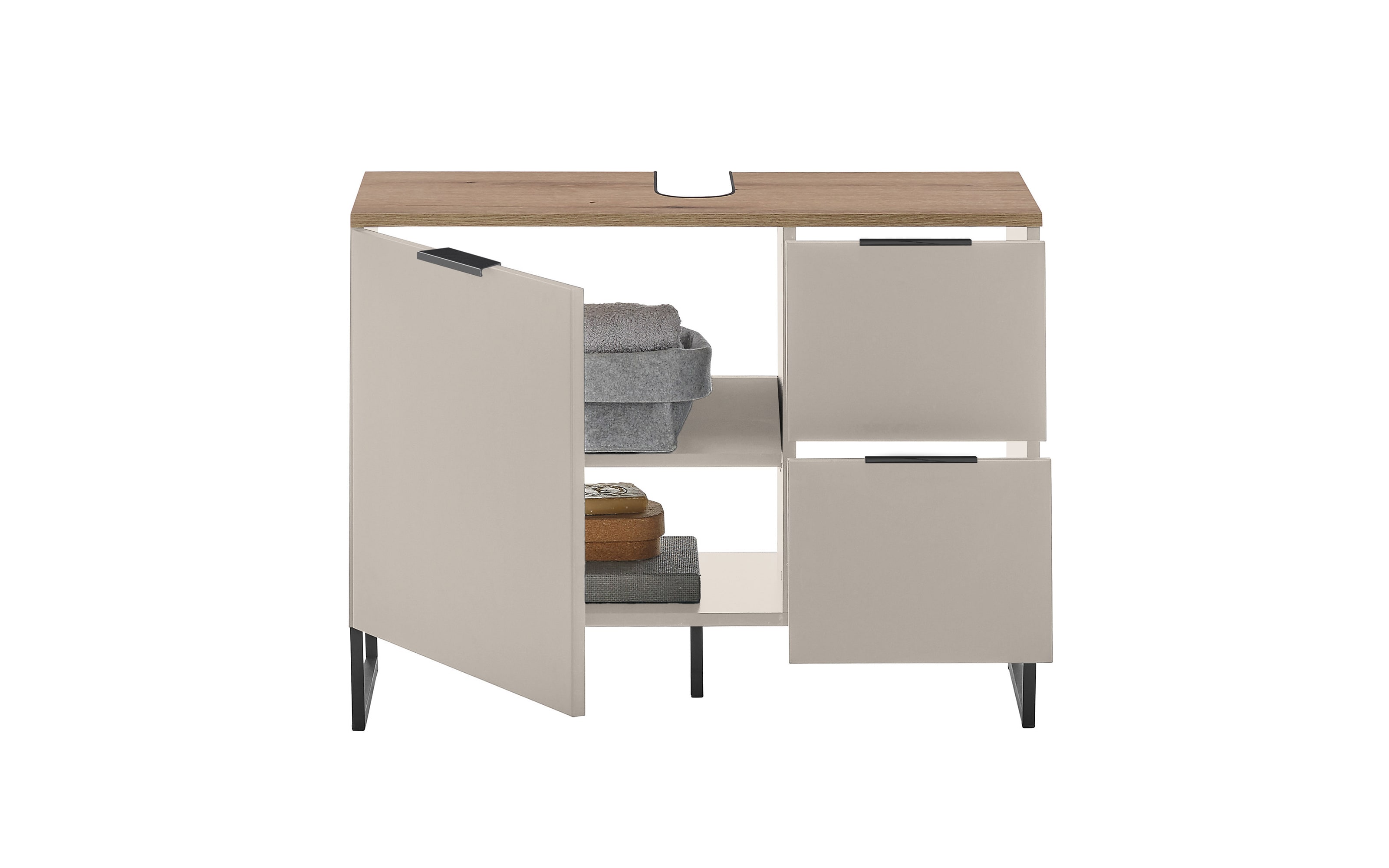 Waschbeckenunterschrank Denver, kaschmir/schwarz