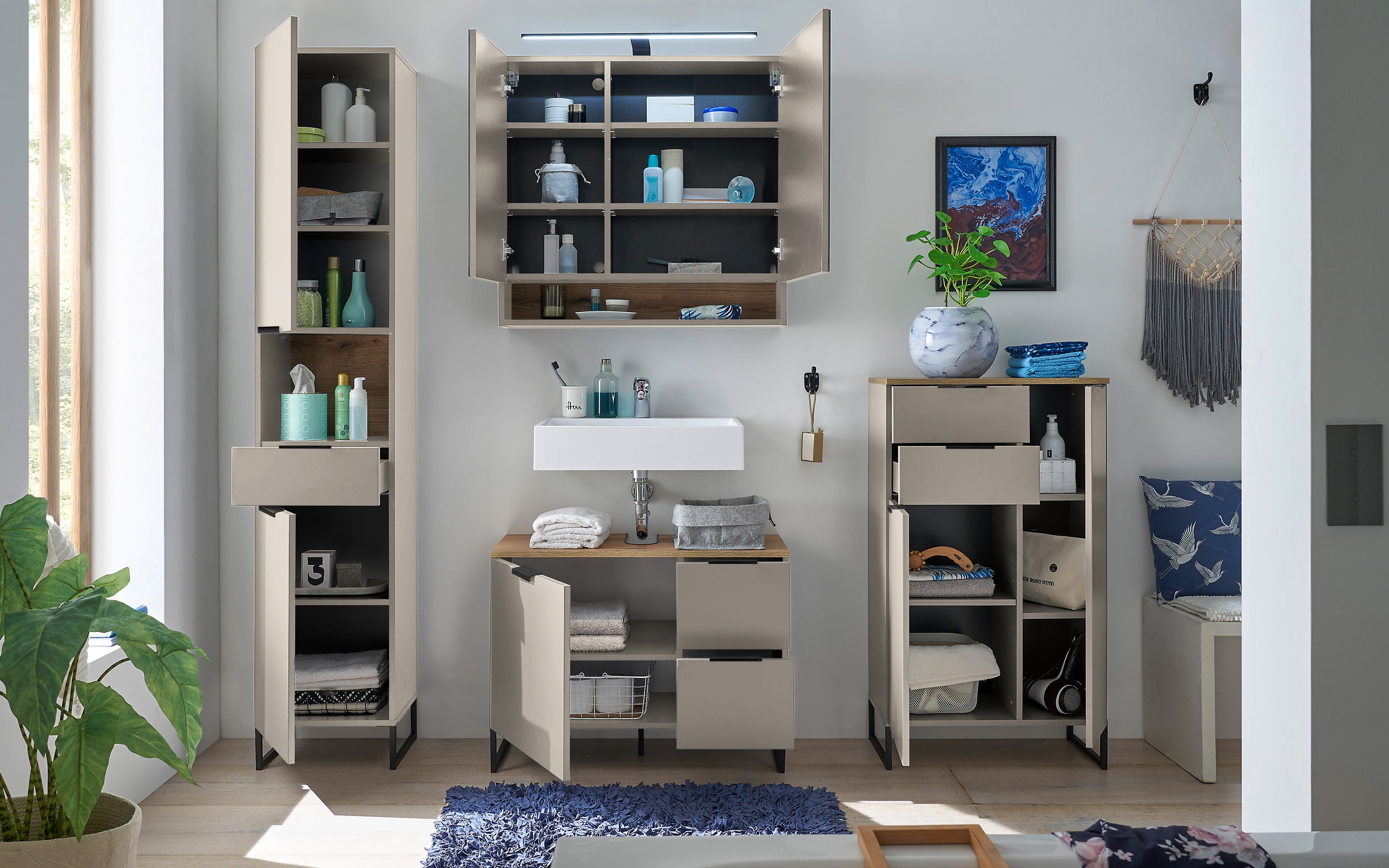 Highboard Denver, kaschmir/schwarz