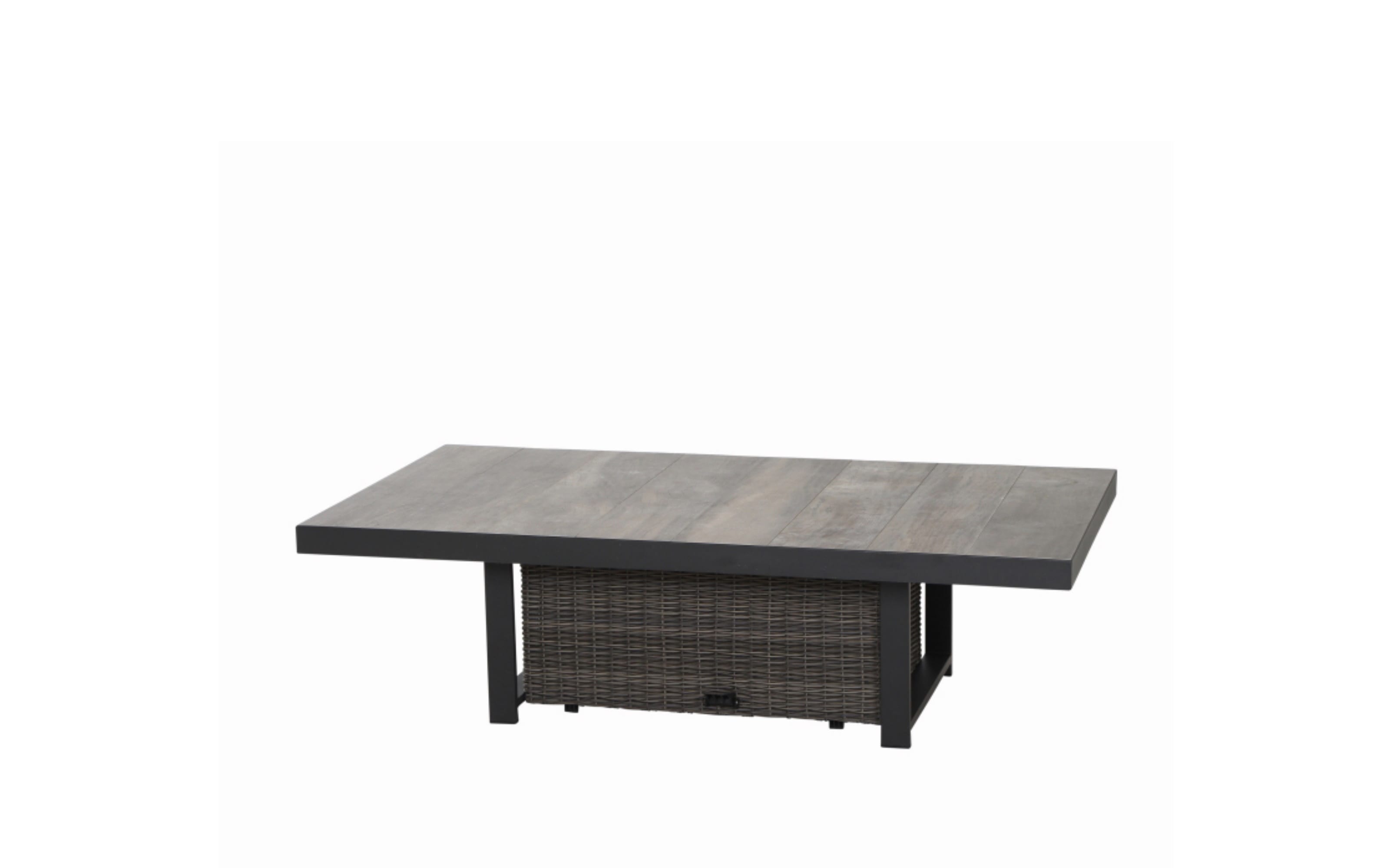 Lifttisch Corido, Gardino Geflecht Charcoal grey, Keramik washed grey, Länge ca. 160 cm