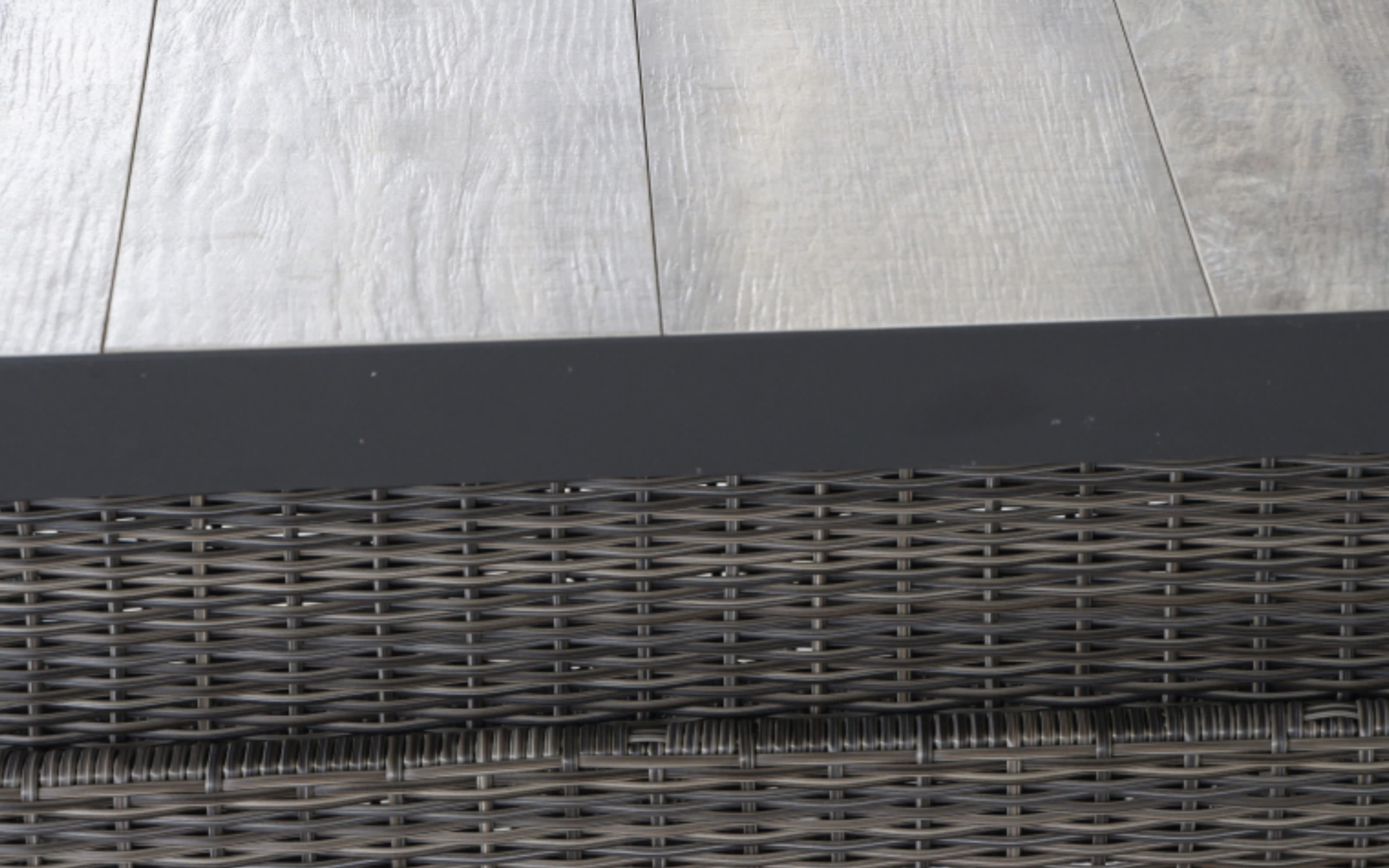 Lifttisch Corido, Gardino Geflecht Charcoal grey, Keramik washed grey, Länge ca. 160 cm