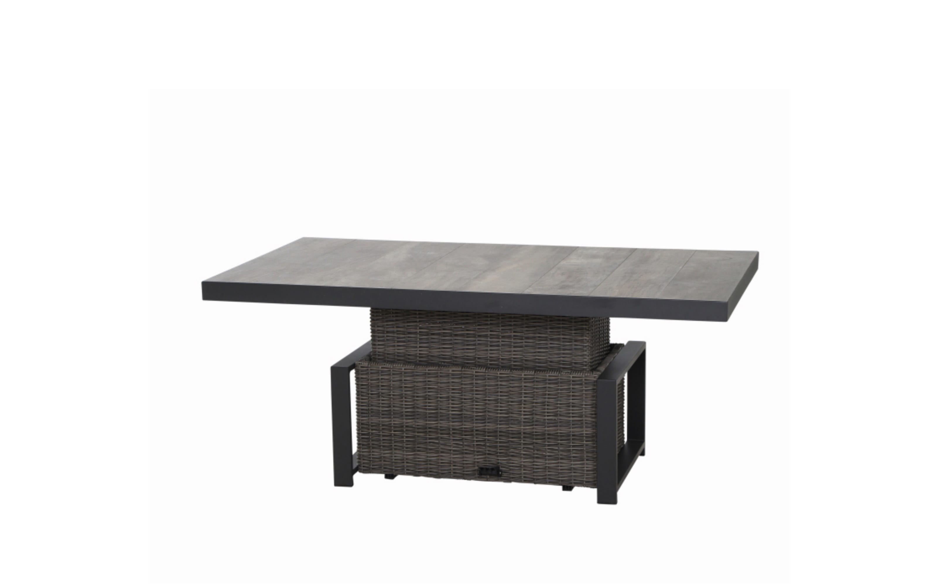Lifttisch Corido, Gardino Geflecht Charcoal grey, Keramik washed grey, Länge ca. 160 cm