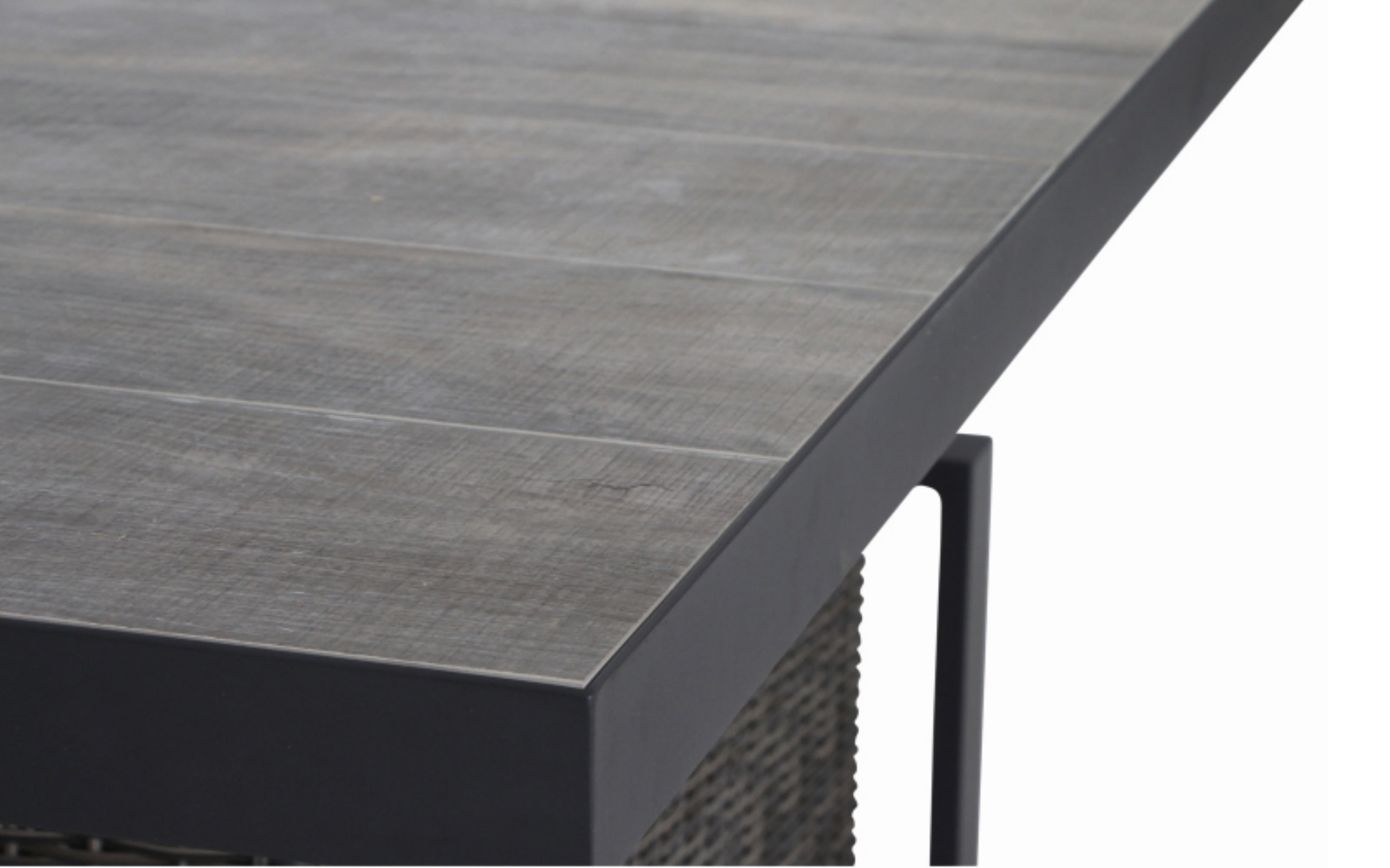 Lifttisch Corido, Gardino Geflecht Charcoal grey, Keramik washed grey, Länge ca. 160 cm