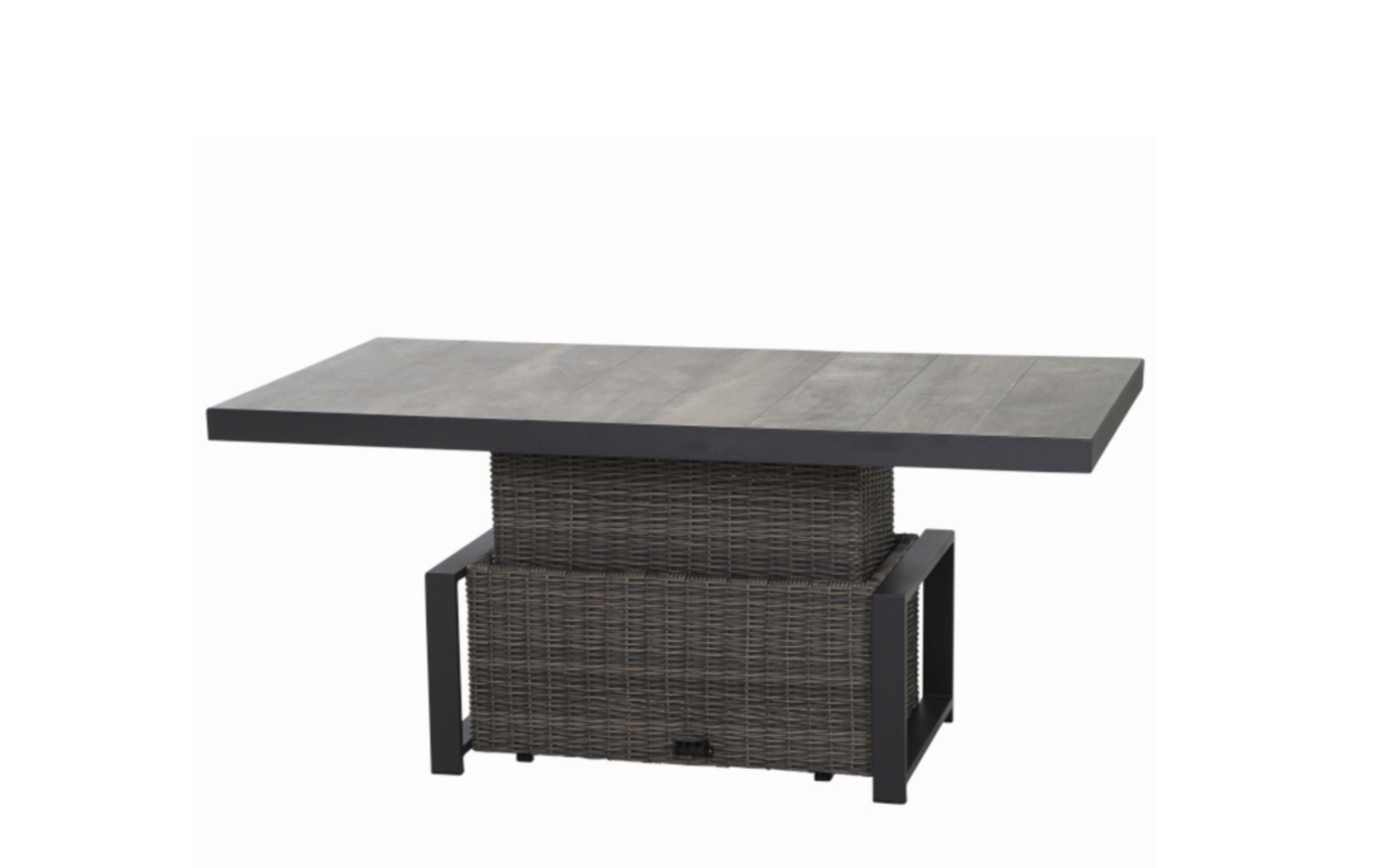 Lifttisch Corido, Gardino Geflecht Charcoal grey, Keramik washed grey, Länge ca. 160 cm