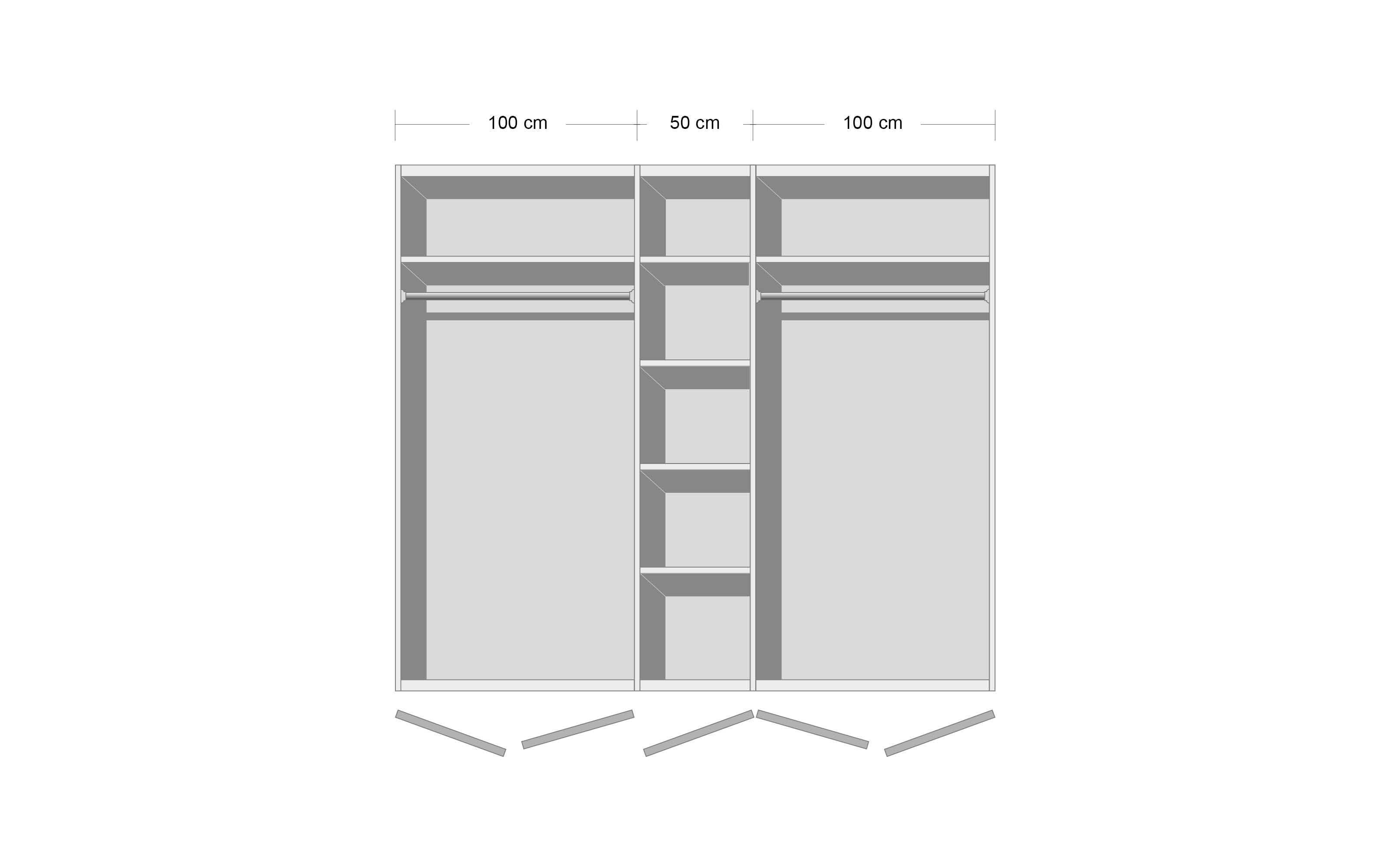 Kleiderschrank Bern, graphit, Artisan Eiche, 256 x 226 cm