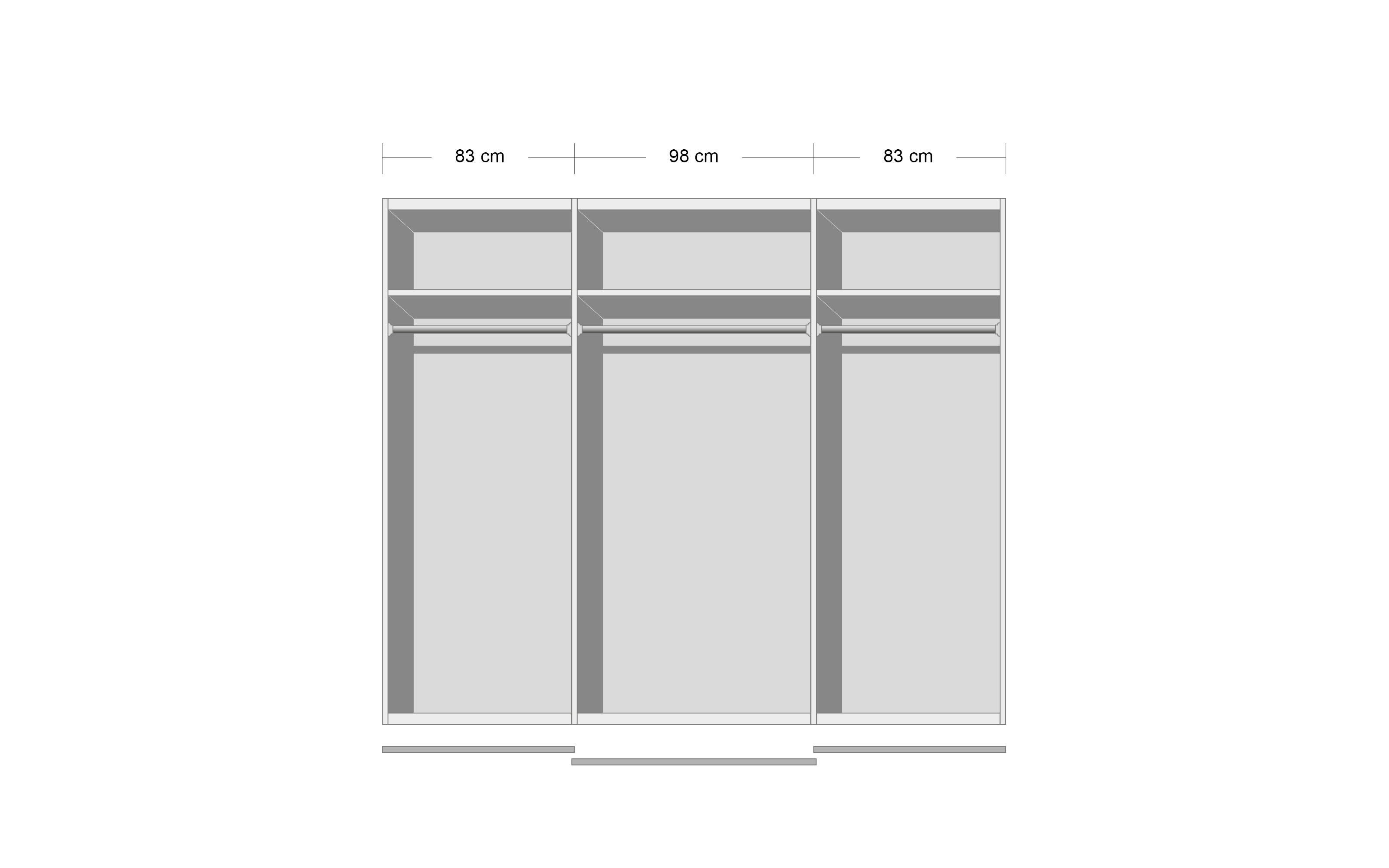 Schwebetürenschrank Rivoli 494, Montana Oak, graphit, 270 x 210 cm