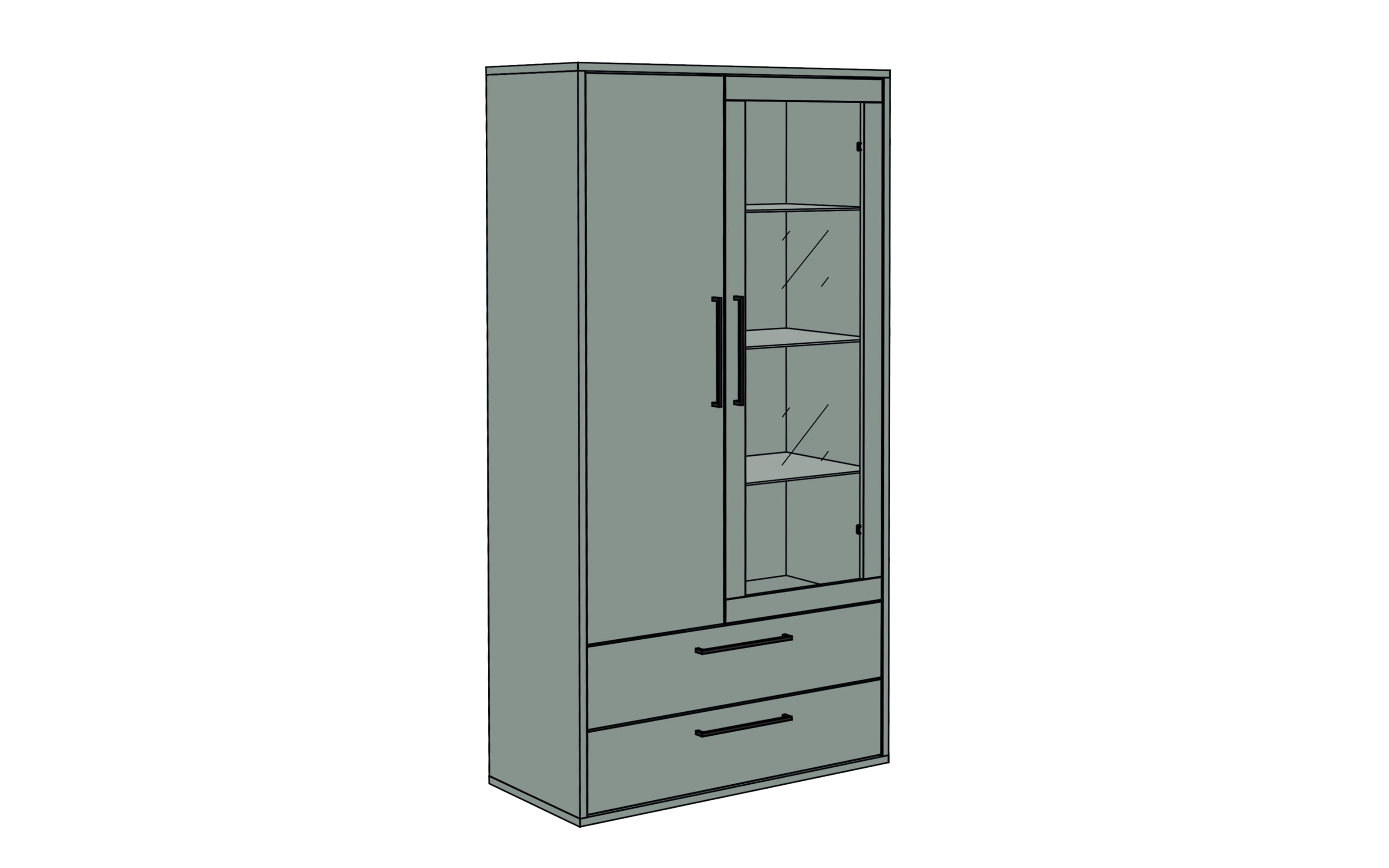 Vitrinenschrank Lindos, pine green, inkl. Softclose Funktion