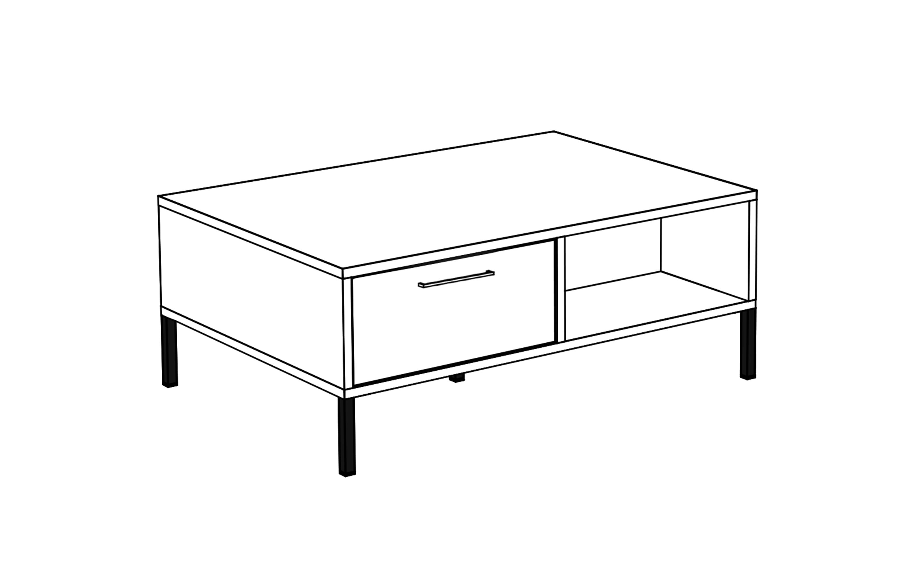 Couchtisch Lindos, weiß matt, inkl. Softclose Funktion