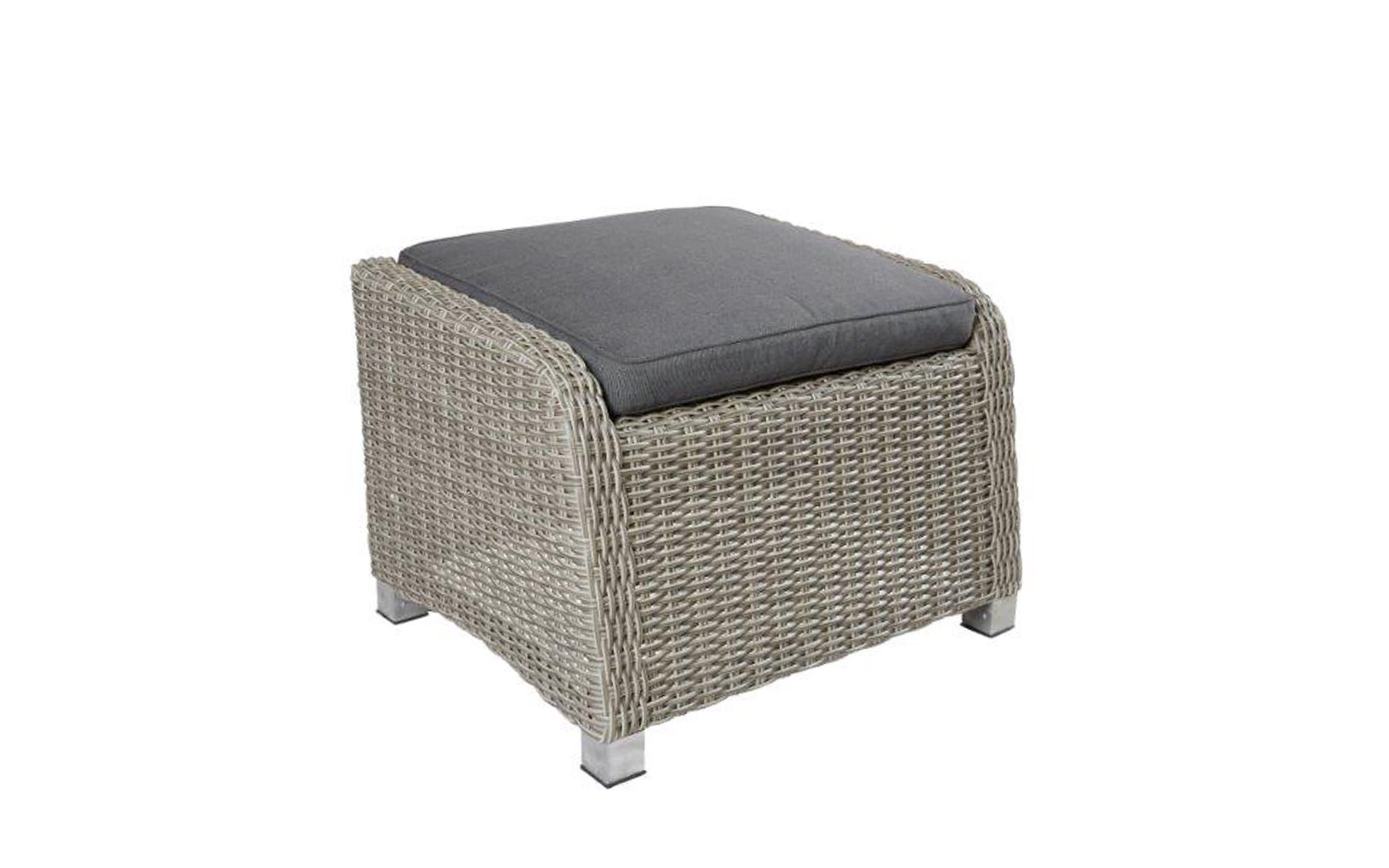 Garten-Hocker Bilbao, Geflecht Polyratten stone grey