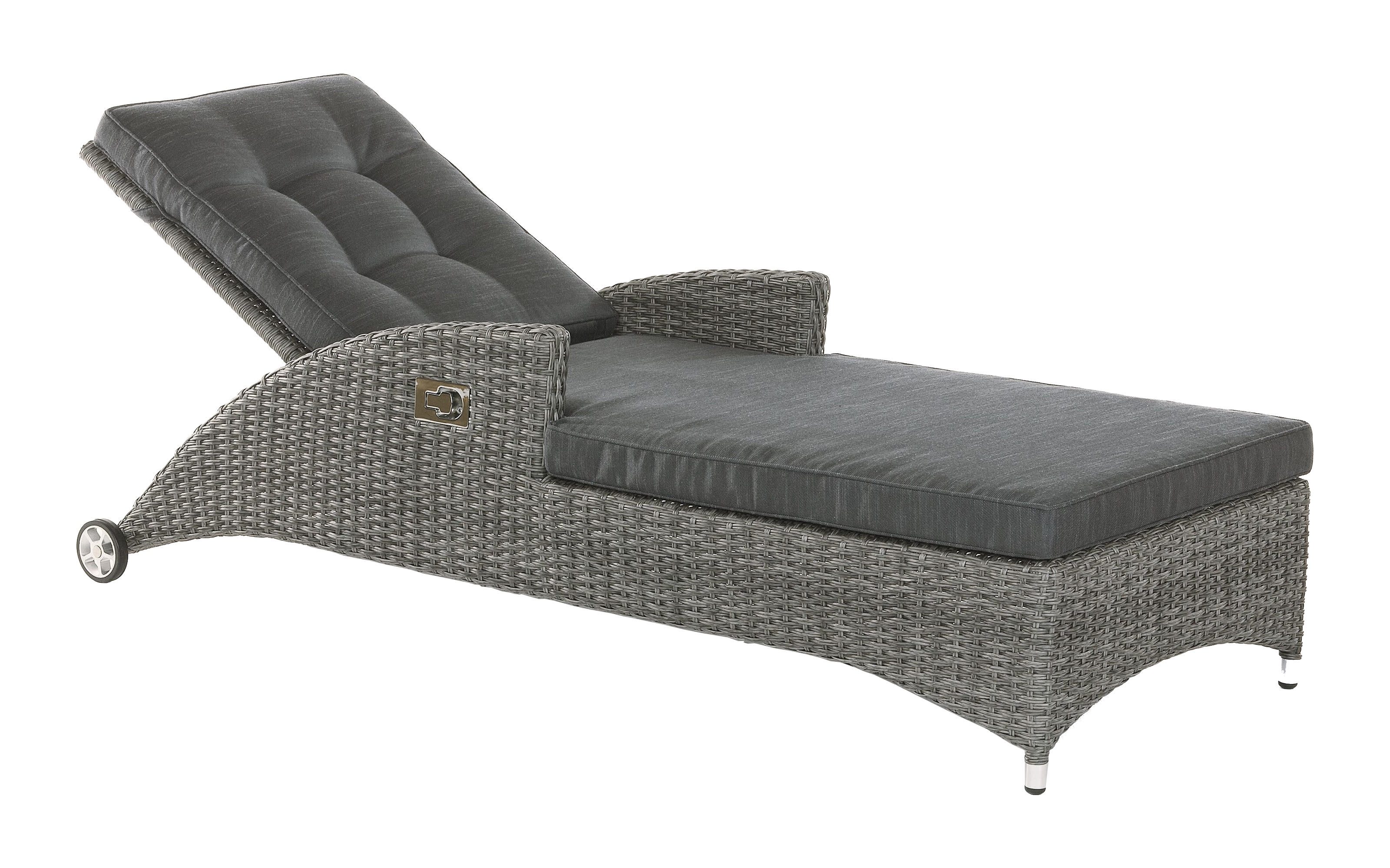 Garten-Sonnenliege Barcelona, Geflecht Polyrattan grey-mix