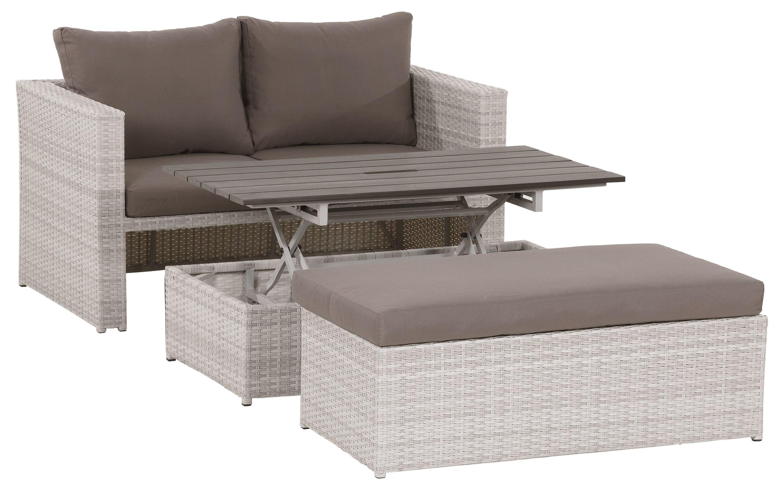 Garten-Lounge-Set Arne in grau, Gestell Aluminium, 3-teilig