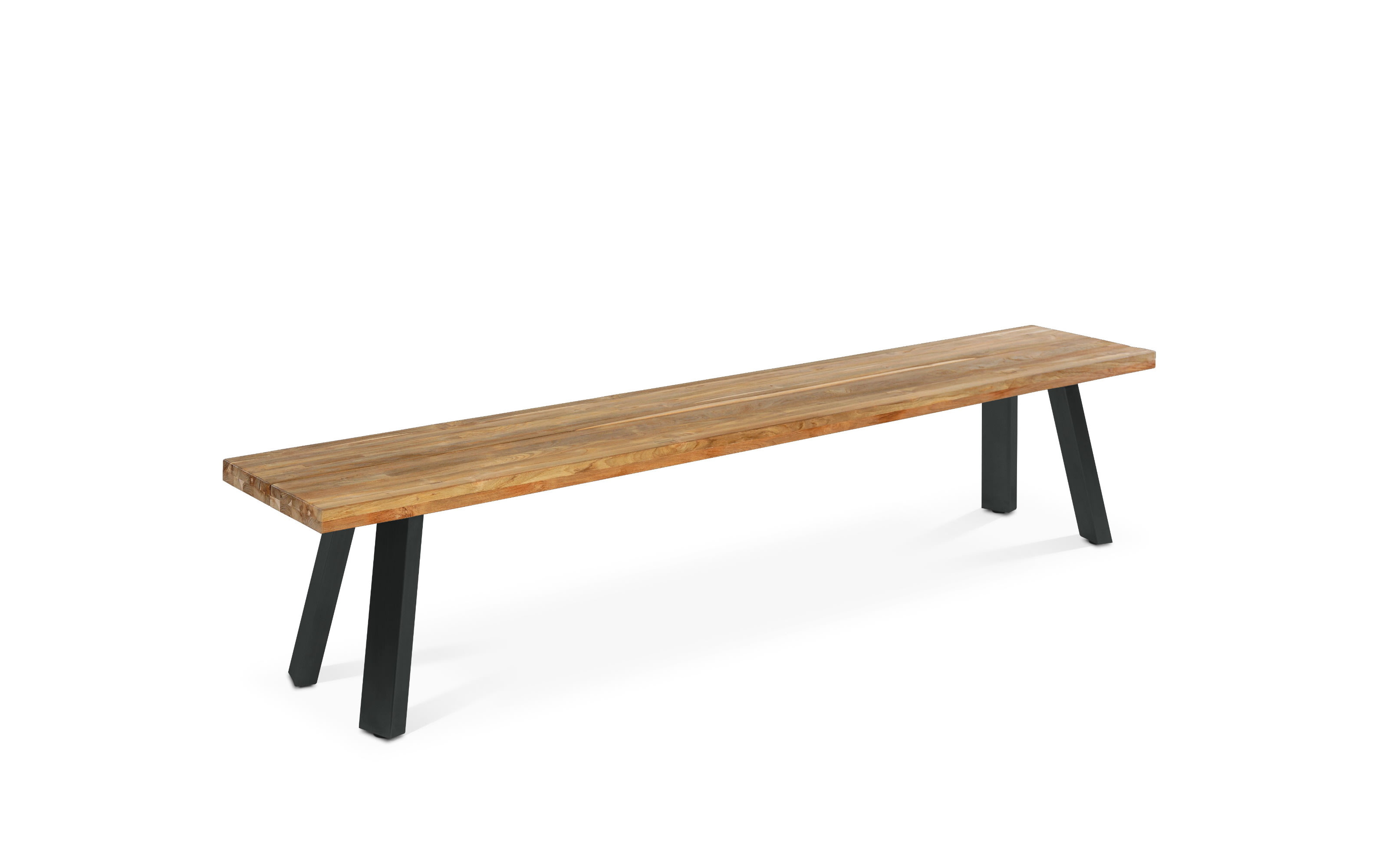 Gartenbank Kronos, Gestell aus Edelstahl in dunkelgrau, Tischplatte aus Teakholz, Breite 160 cm
