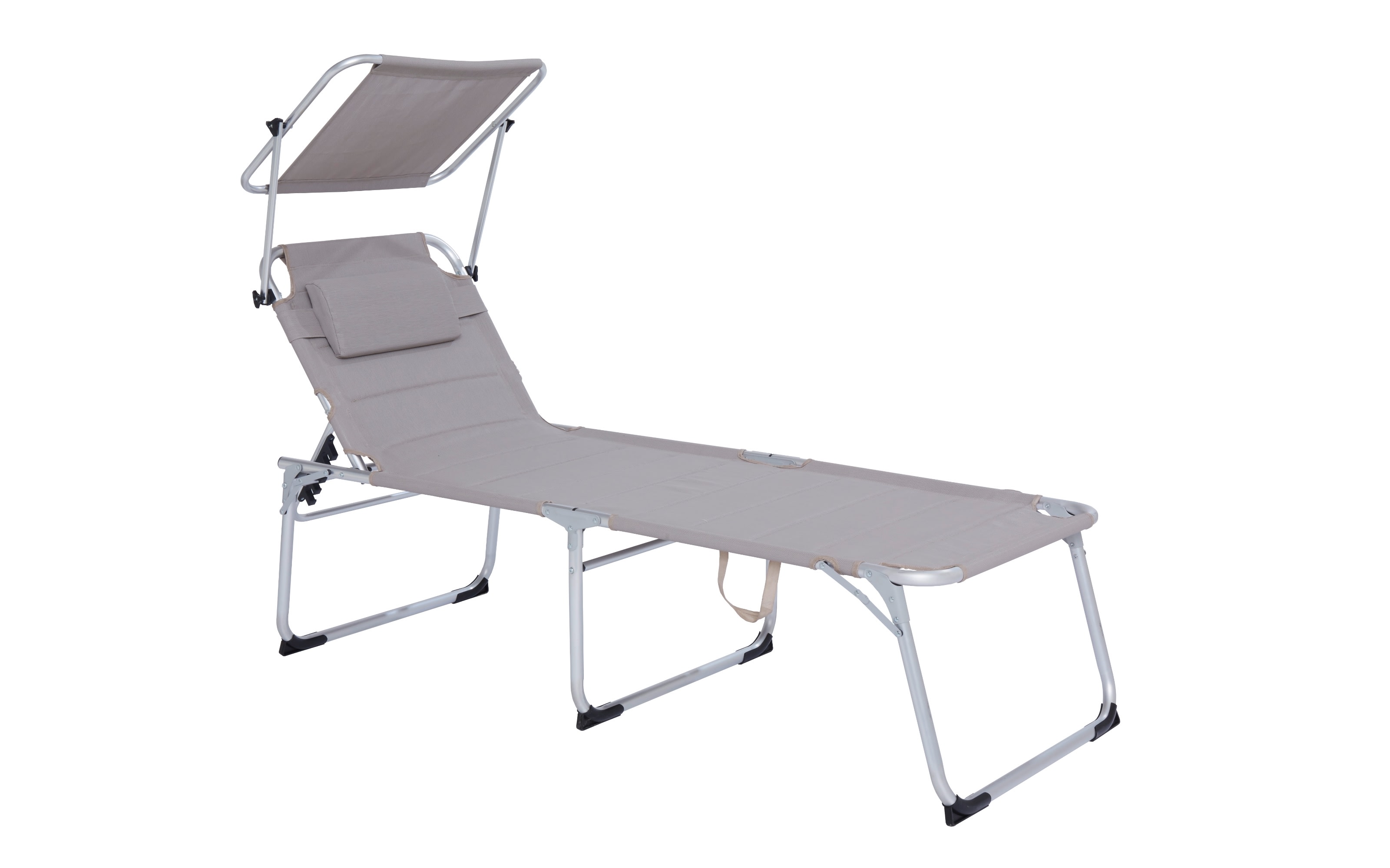 Gartenliege Brita mit Dach in taupe, Alugestell in silber