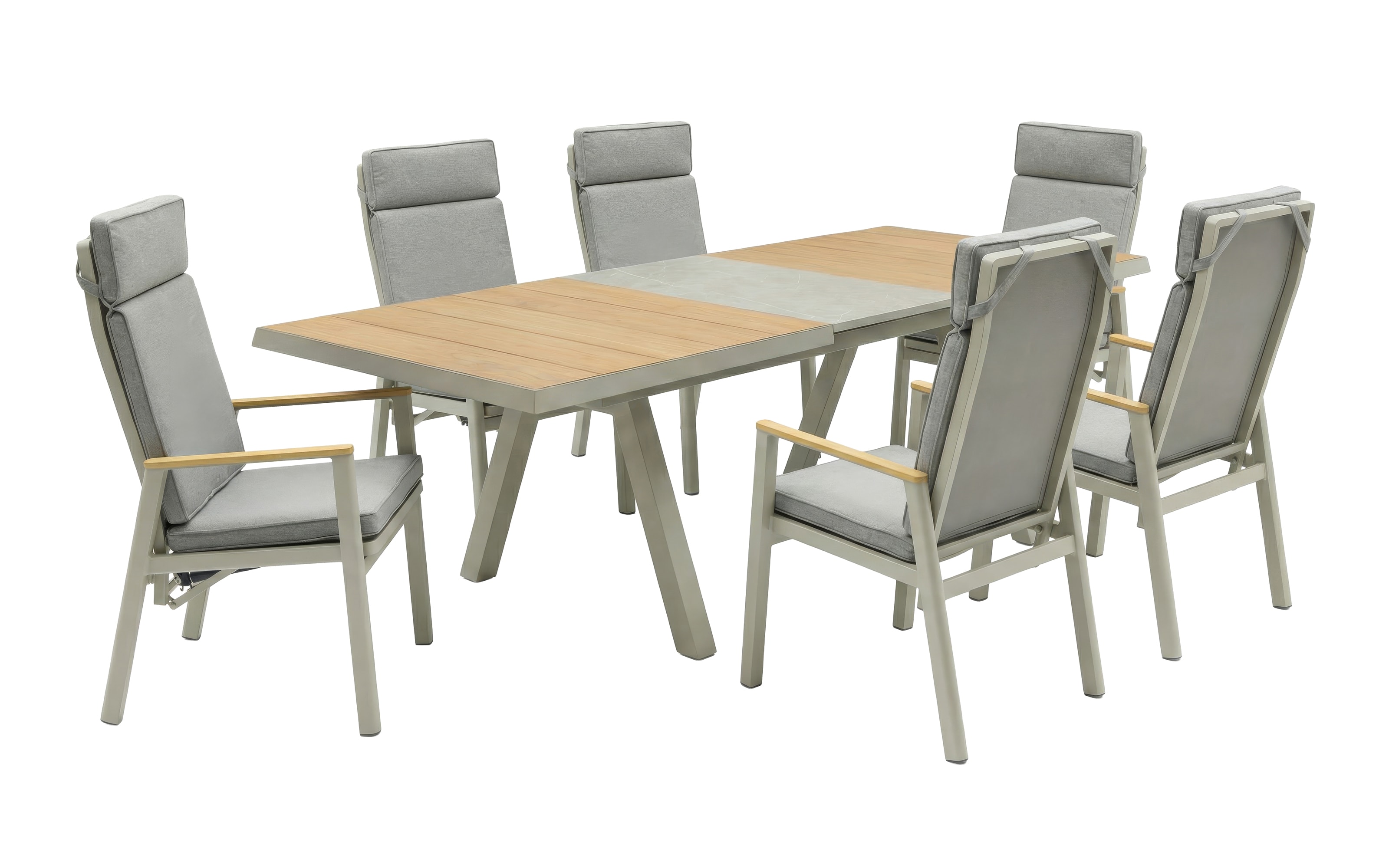 Ausziehtisch Kumasi, Teakholz/Taupe