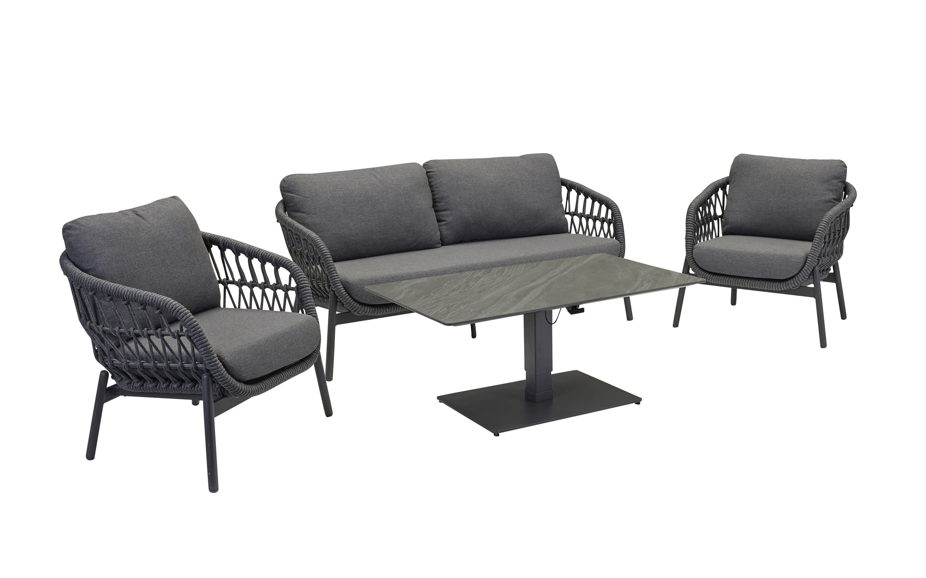 Gartenmöbelset Bari, anthrazit/dunkelgrau, 3-teilig