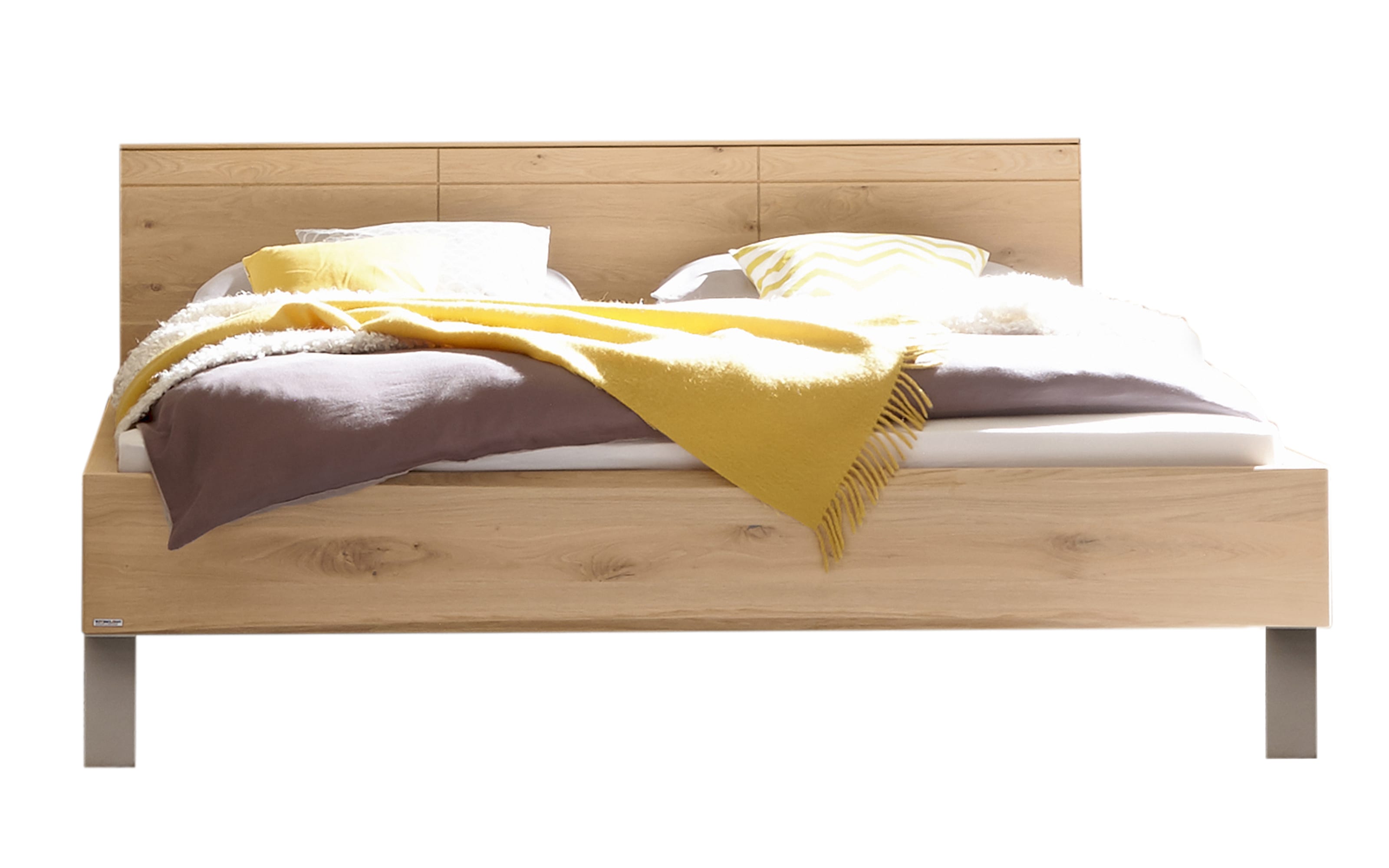 Schlafzimmer Mira, Wildeiche massiv/schiefergrau, 180 x 200 cm, Schrank 299 x 225 cm