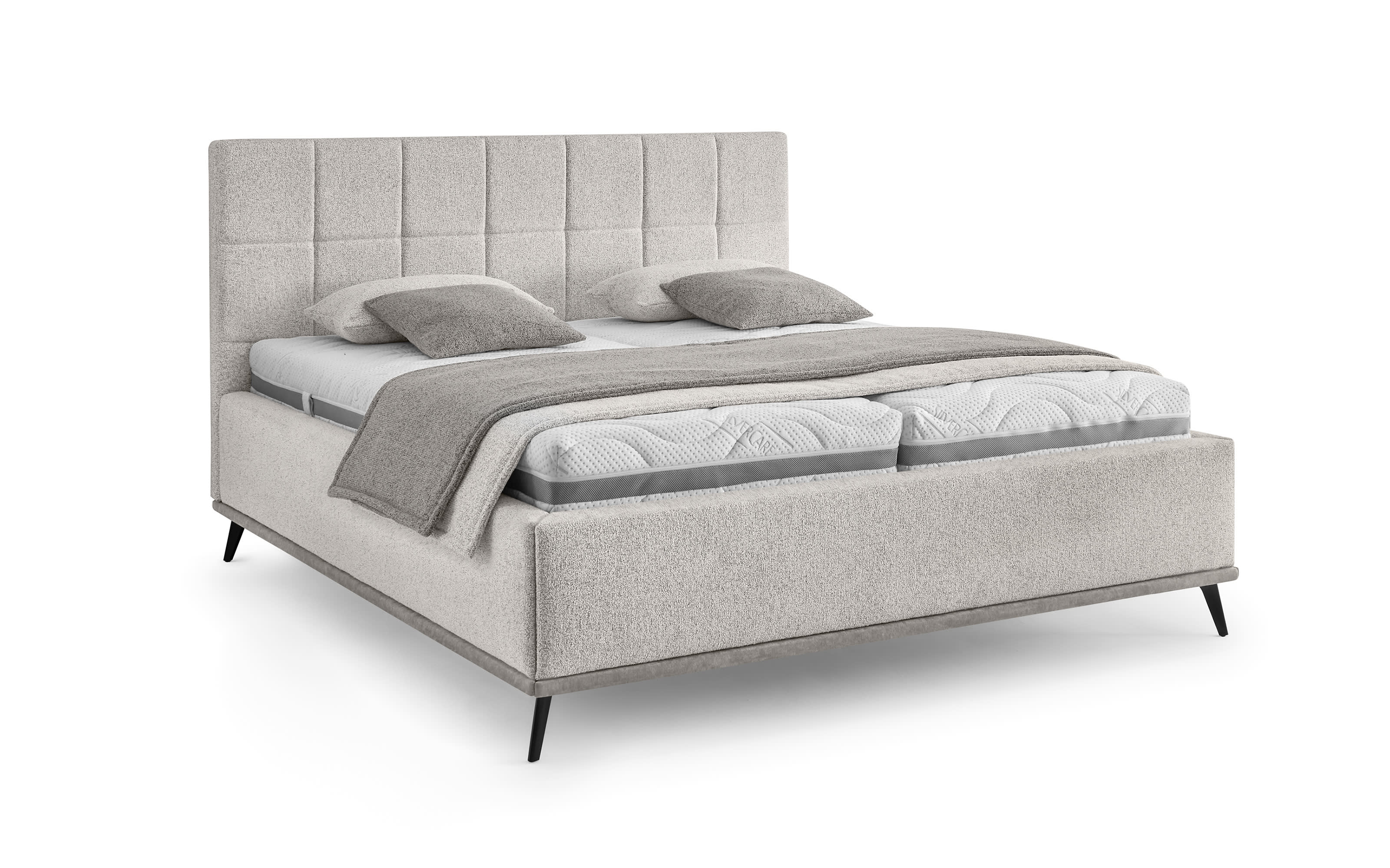 Polsterbett Stamford, grau, inkl. Bettkasten