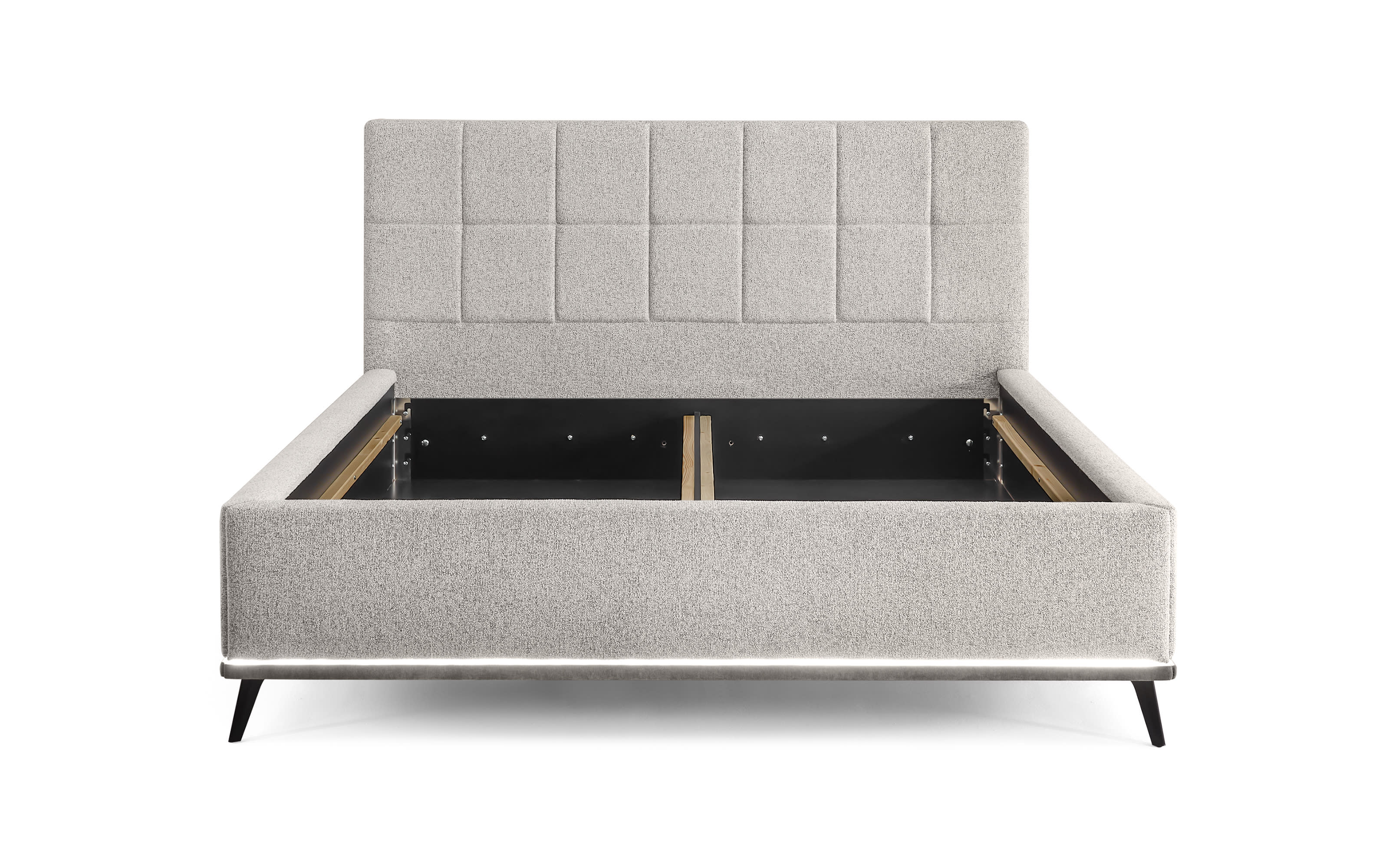 Polsterbett Stamford, grau, inkl. Bettkasten