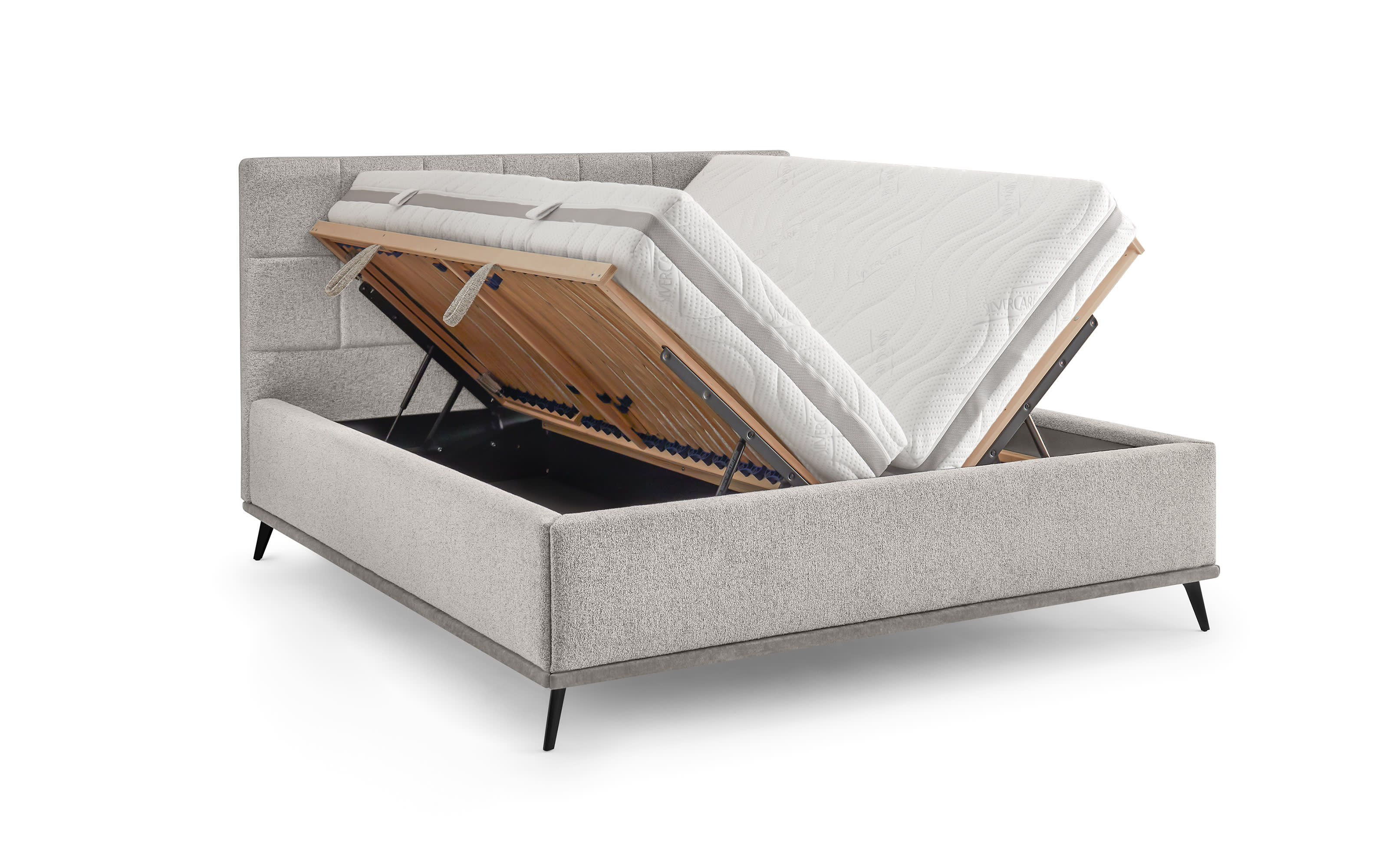 Polsterbett Stamford, grau, inkl. Sockelbeleuchtung