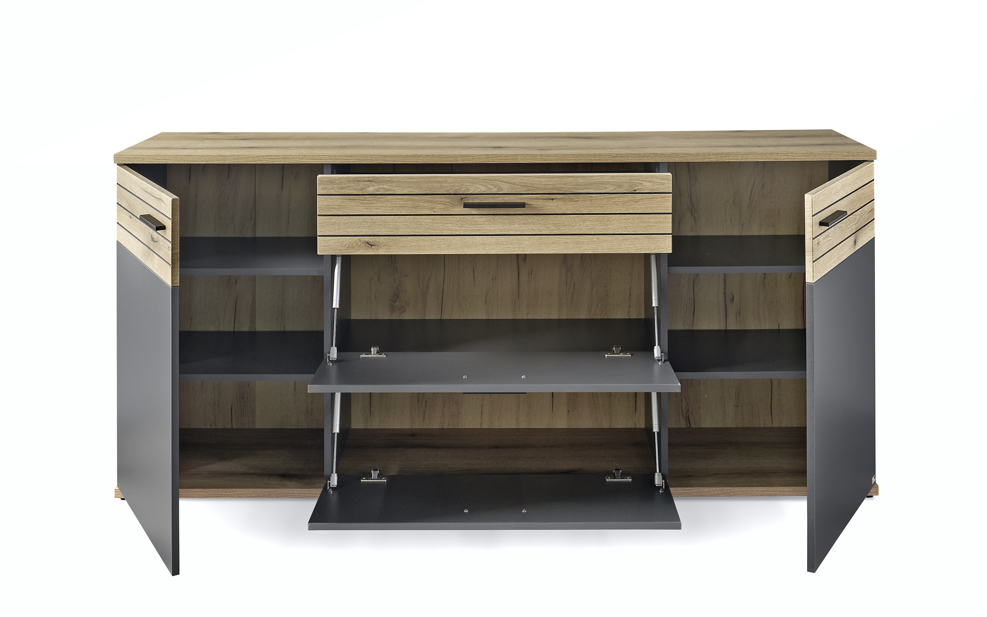 Sideboard QUINCY, anthrazit/Eiche-Nachbildung, inkl. Softclose Funktion