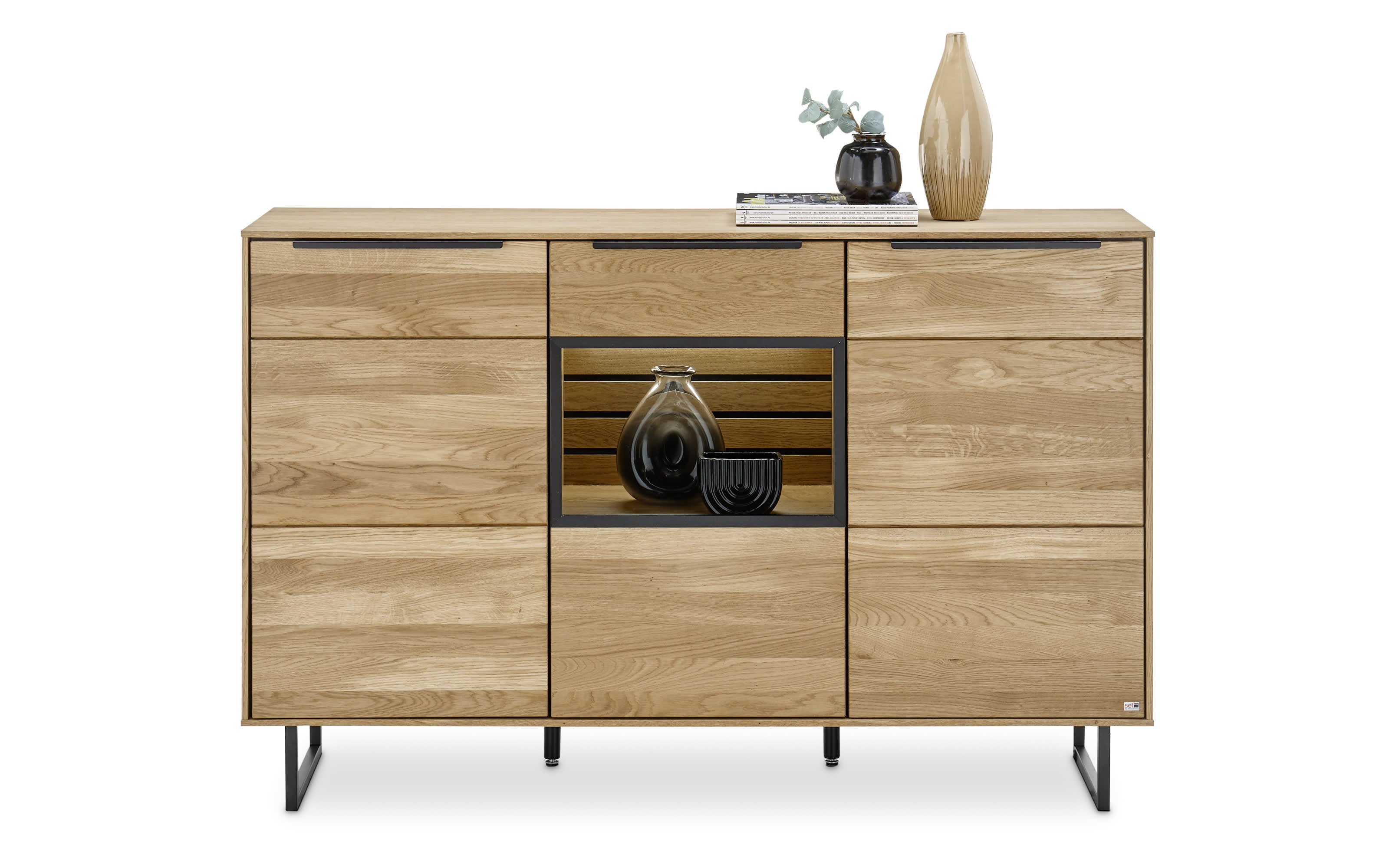 Sideboard Jackson, Eiche teilmassiv, inkl. LED-Beleuchtung