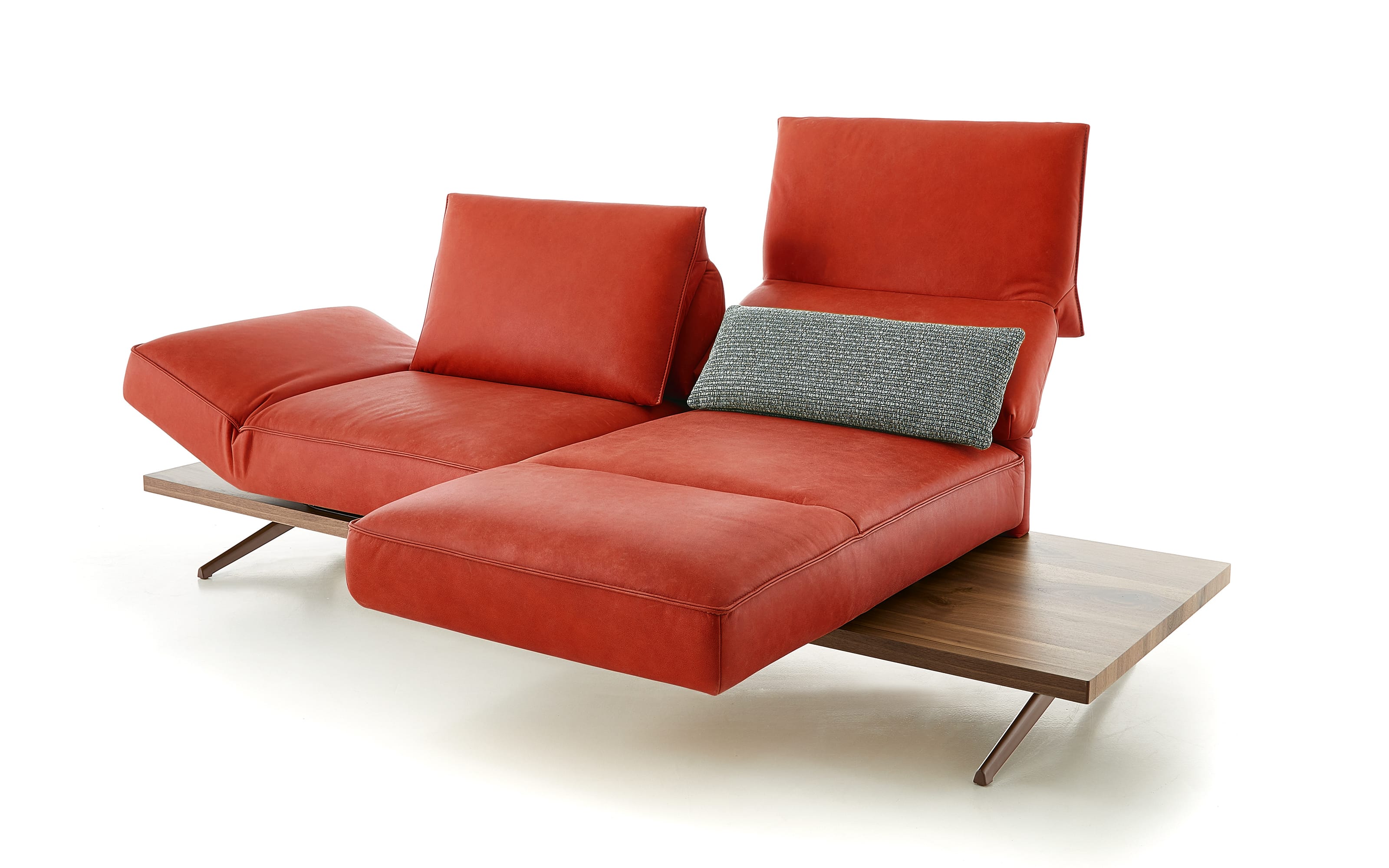 Leder Sofa Phoenix 2,5-sitzig, rot, inkl. Funktionen