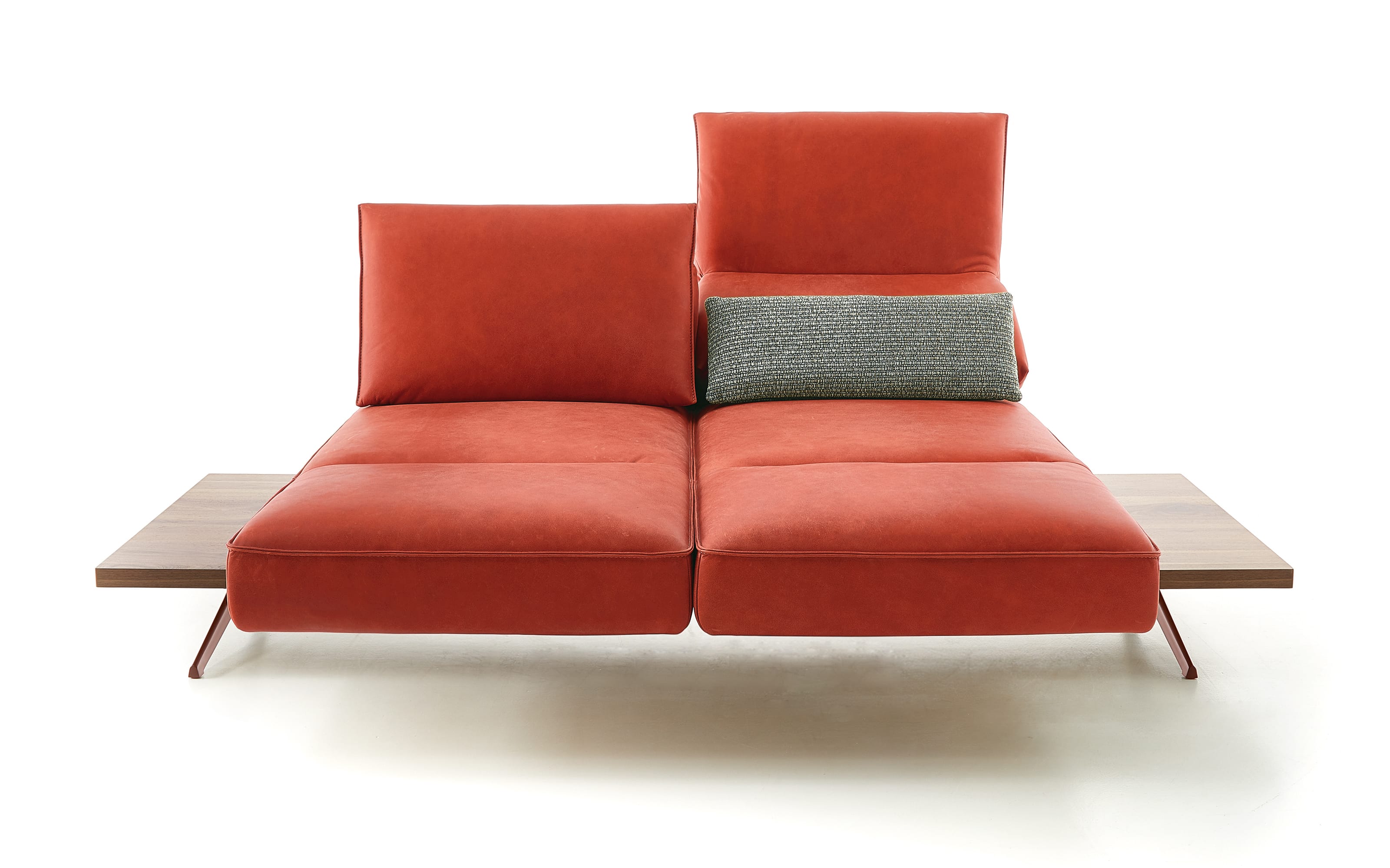 Leder Sofa Phoenix 2,5-sitzig, rot, inkl. Funktionen