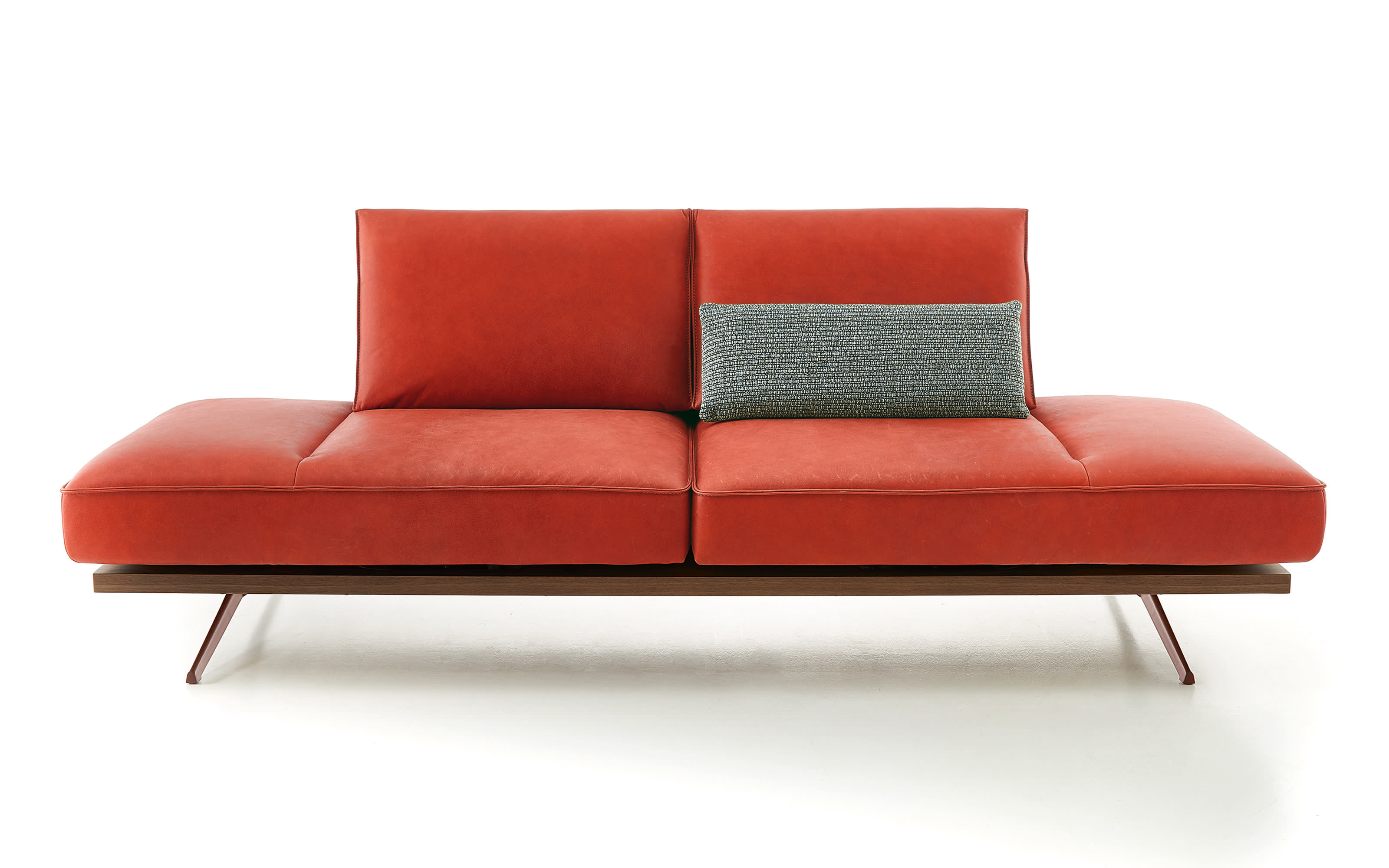 Leder Sofa Phoenix 2,5-sitzig, rot, inkl. Funktionen