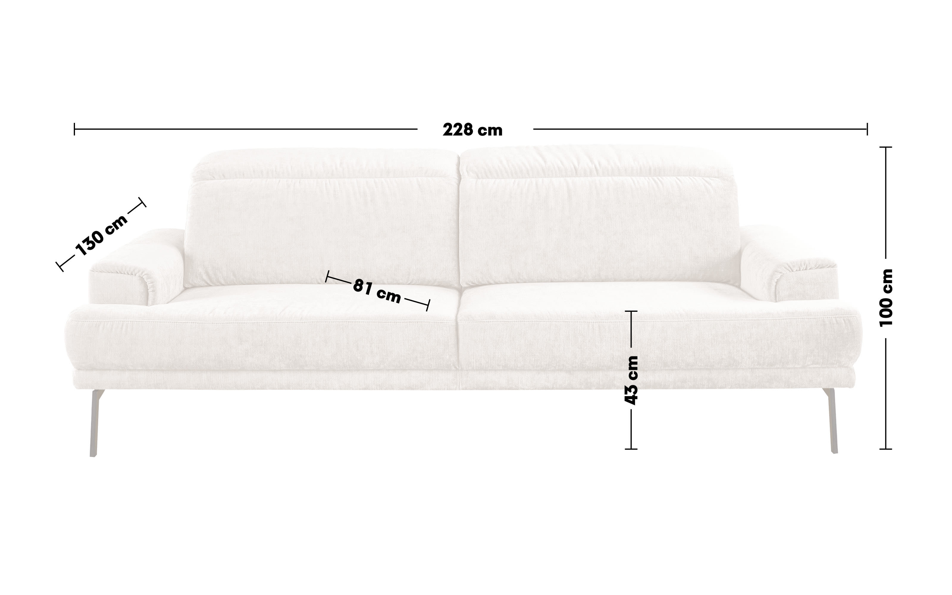 Sofa MR 4580, stone, inkl. Funktionen