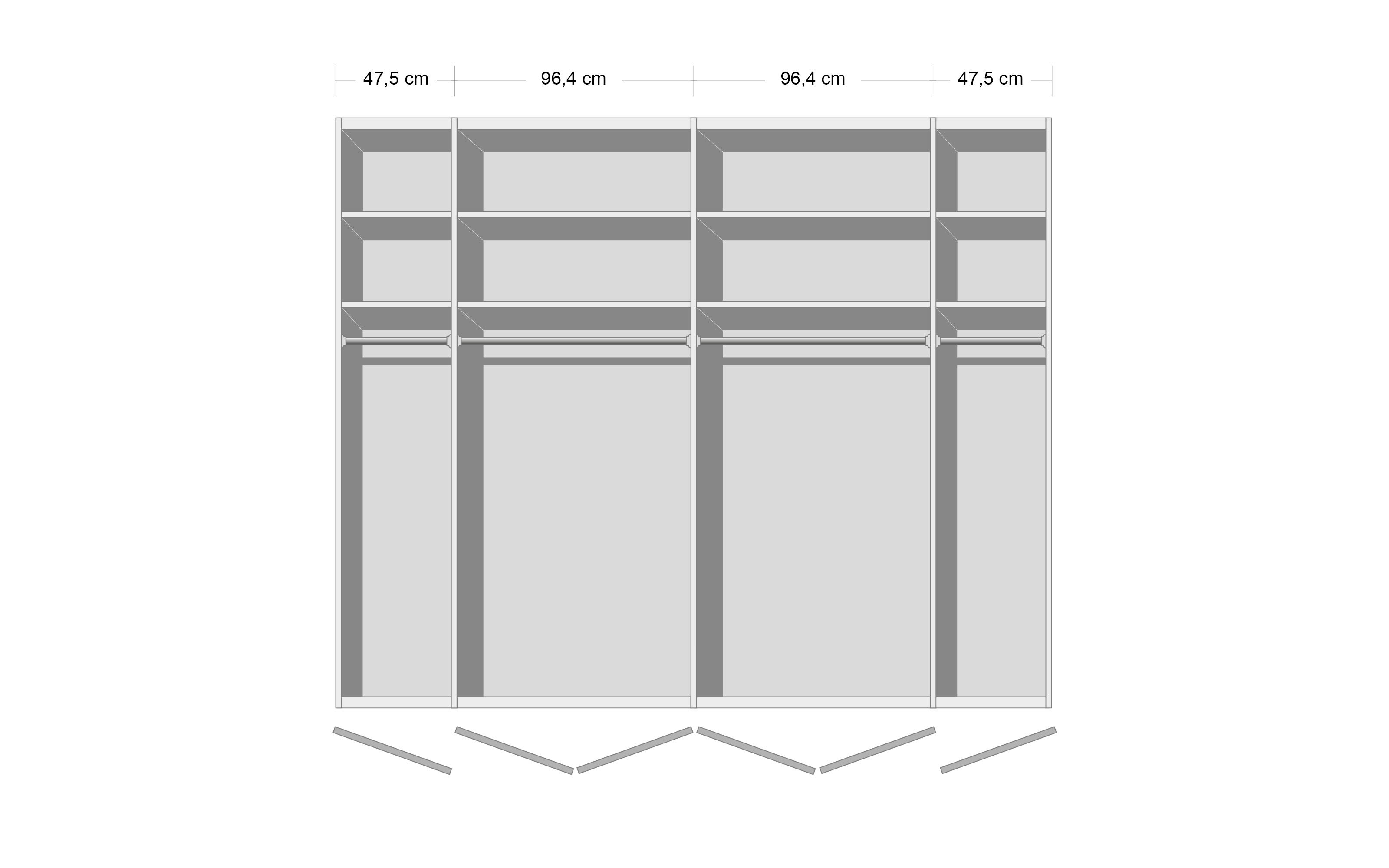 Kleiderschrank Sorrent in Eiche massiv/Schiefer-Nachbildung, 300 x 216 cm