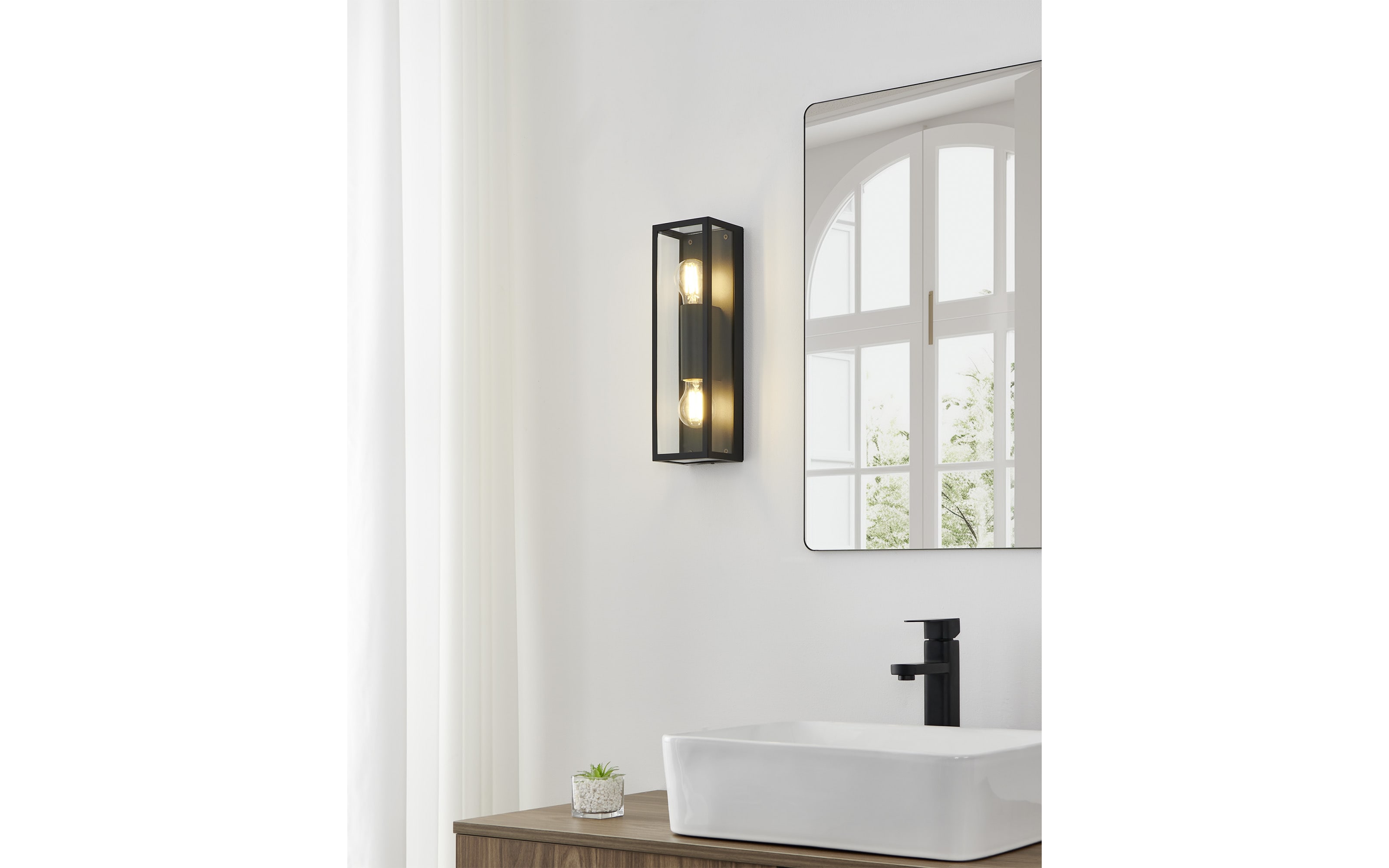 Wandleuchte Amezola, klar/schwarz, IP44, 38 cm