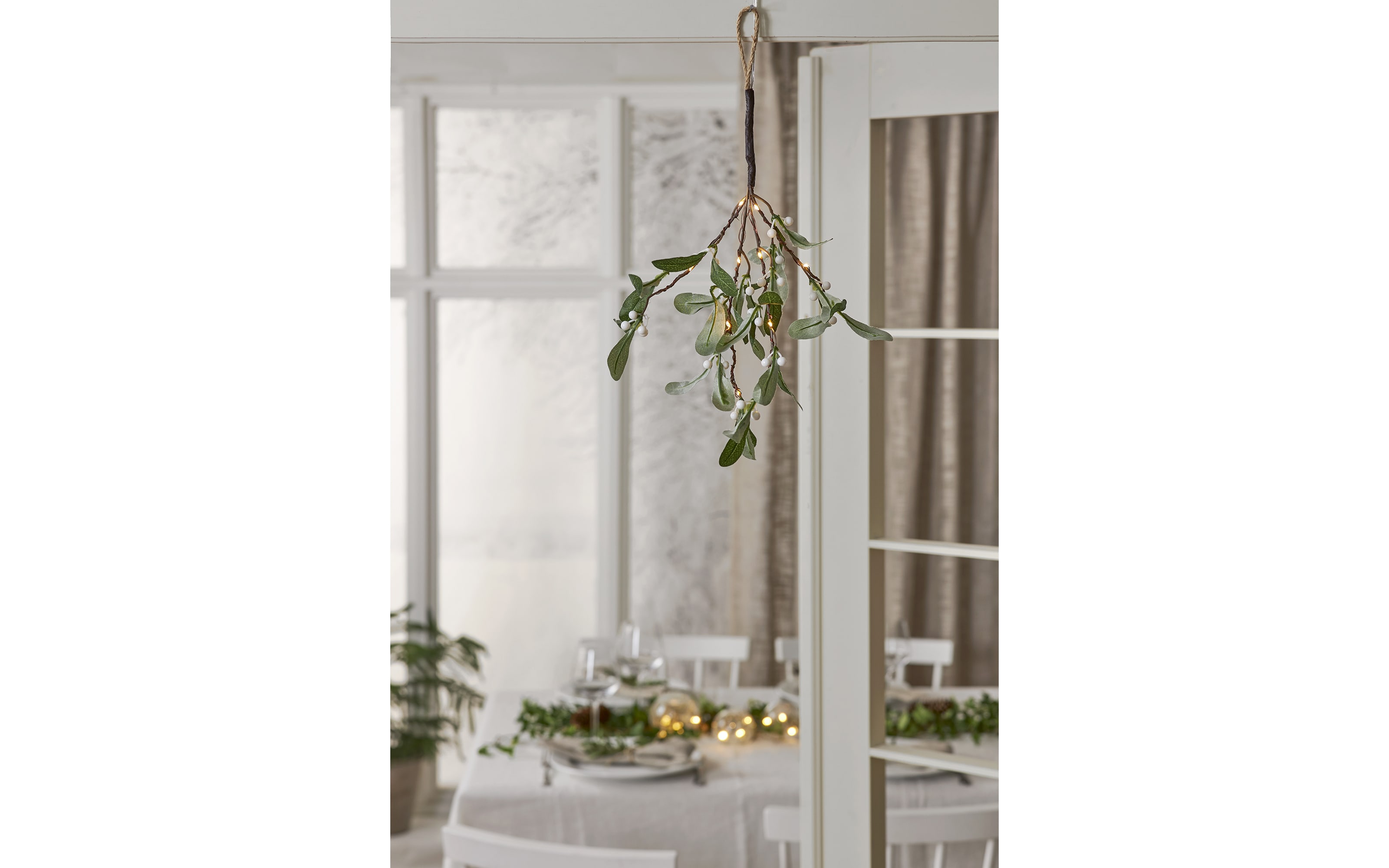 Mistelzweig mit Beleuchtung, hellgrün, 35 cm